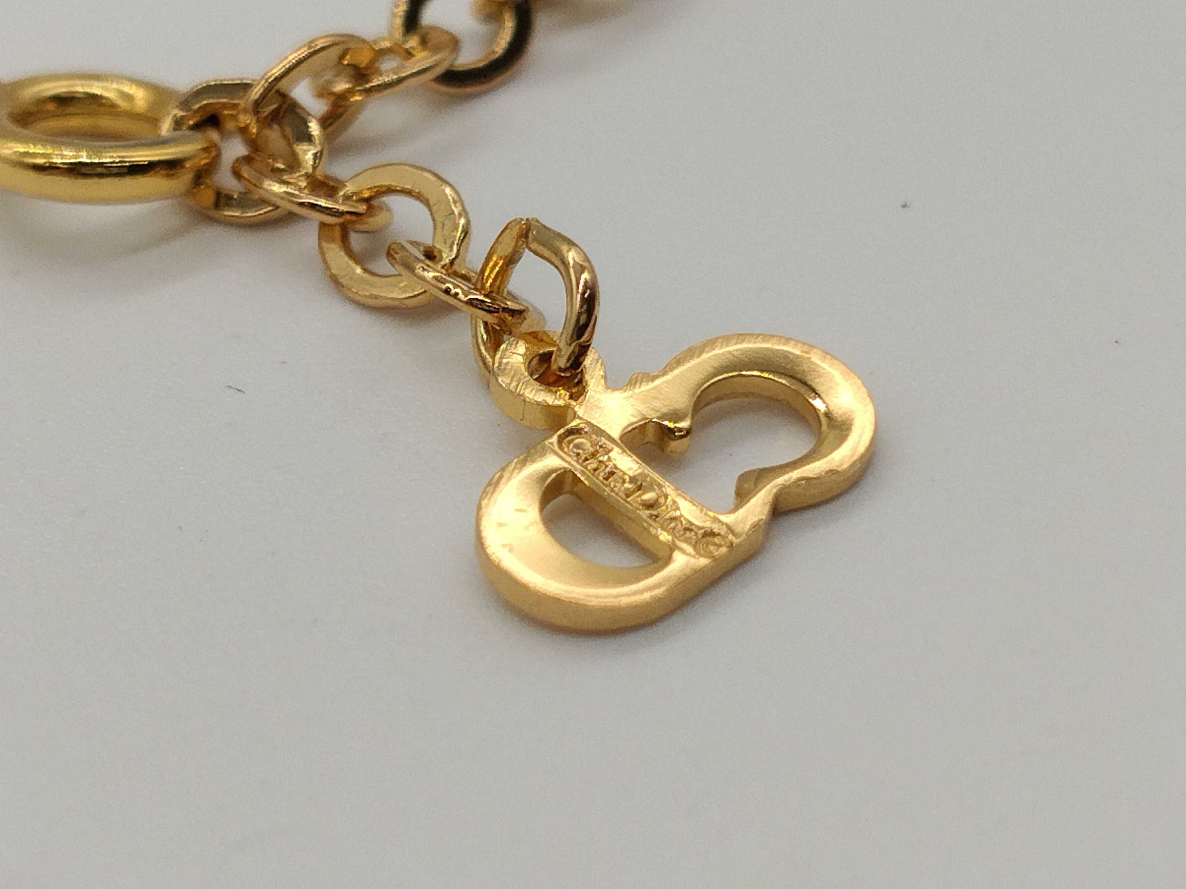 Rhinestone CD Logo Octagon Twist Chain Gold Black Necklace — view 5