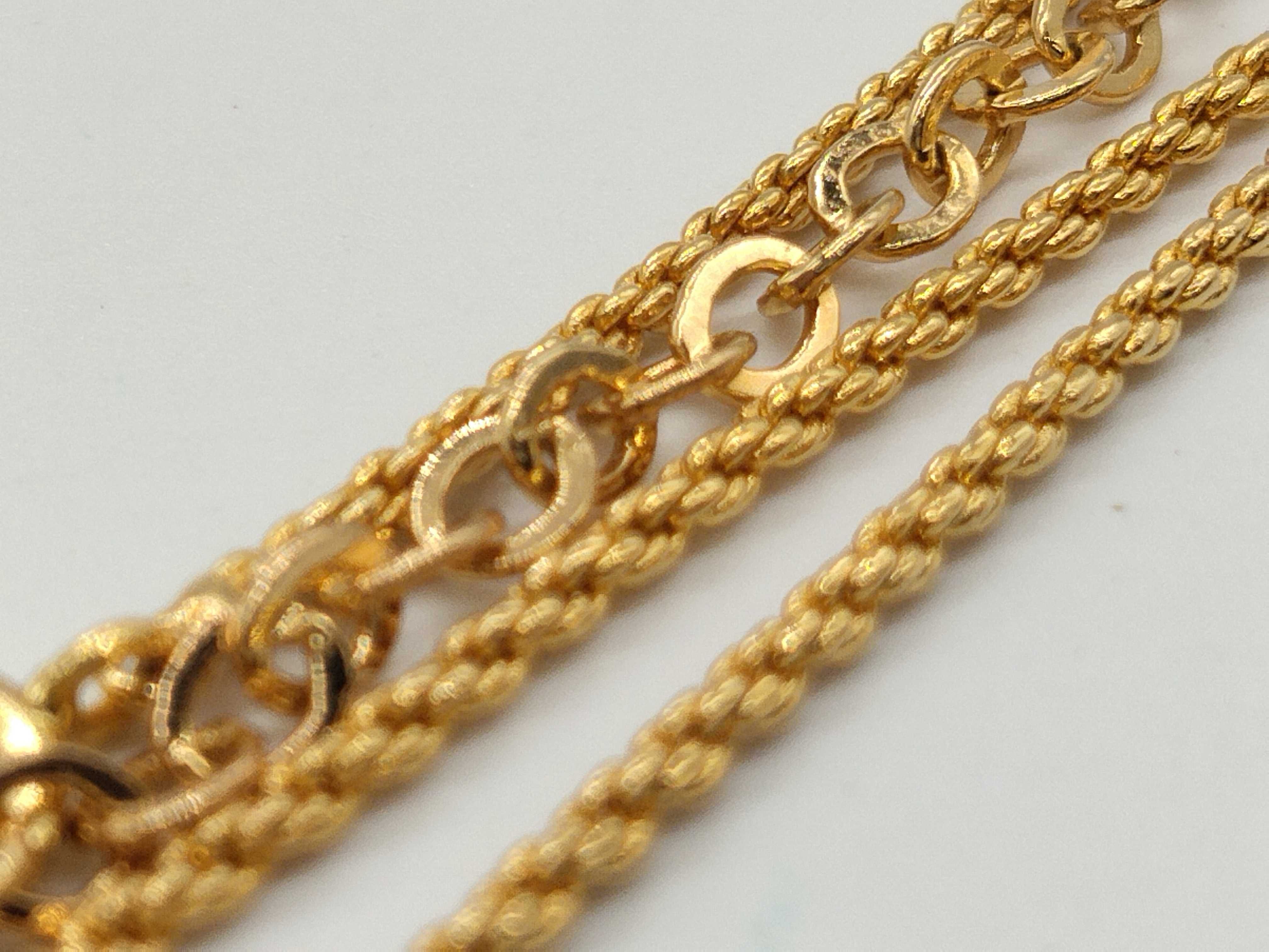 Rhinestone CD Logo Octagon Twist Chain Gold Black Necklace — view 6