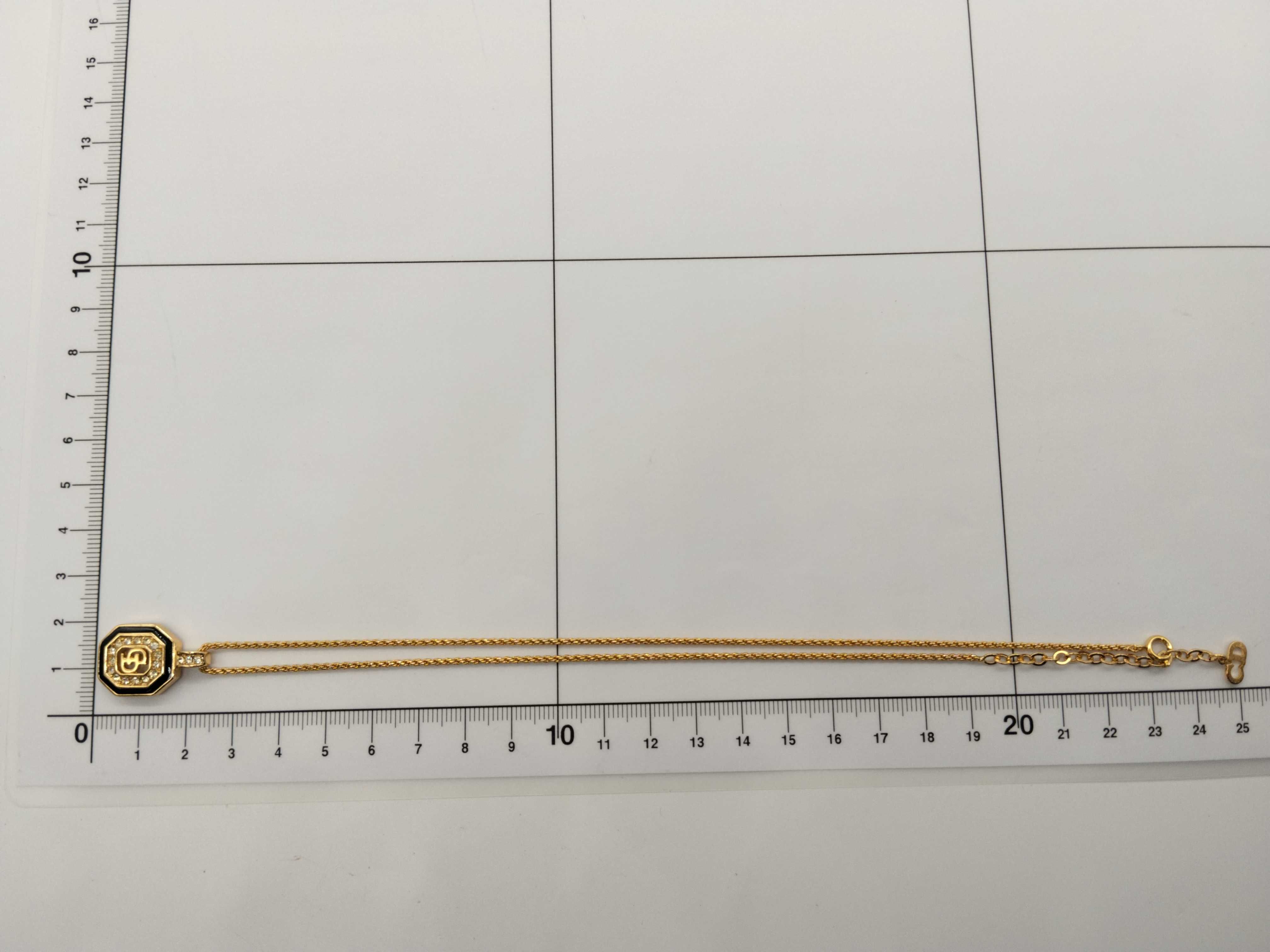 Rhinestone CD Logo Octagon Twist Chain Gold Black Necklace — view 7