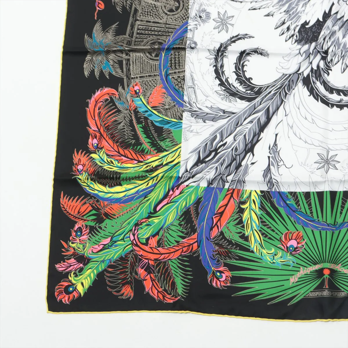 Carre 90 Mythiques phoenix Myth of the Phoenix Scarf Silk Black x Multicolor — view 5