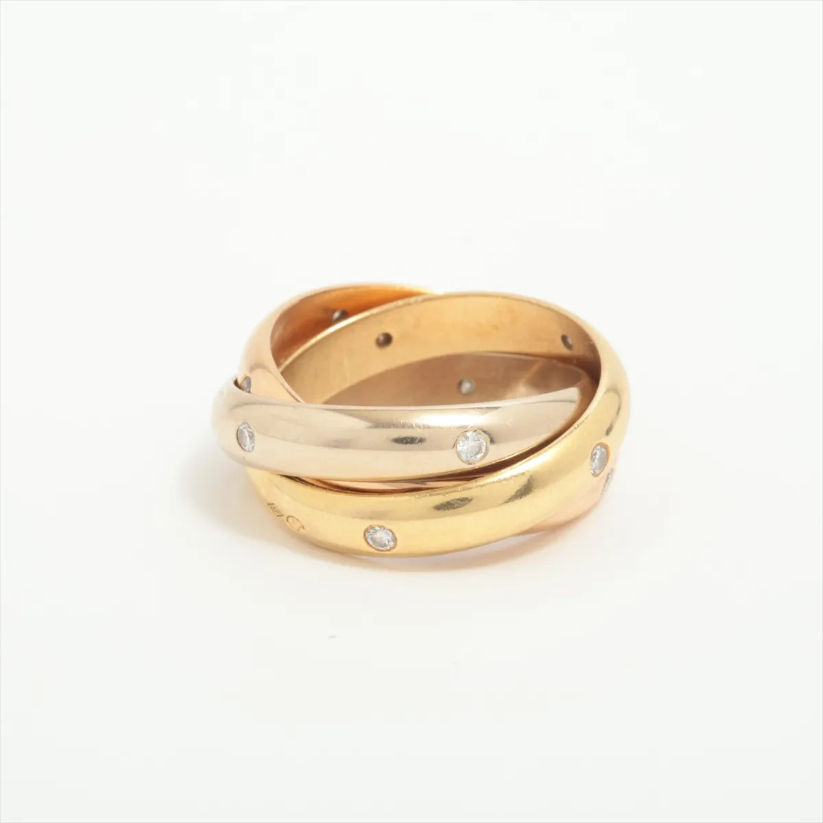 Trinity 15-Diamond Ring, 750 (Yellow Gold x Pink Gold x White Gold), 10.5g, 50 NX164, hallmark — view 2