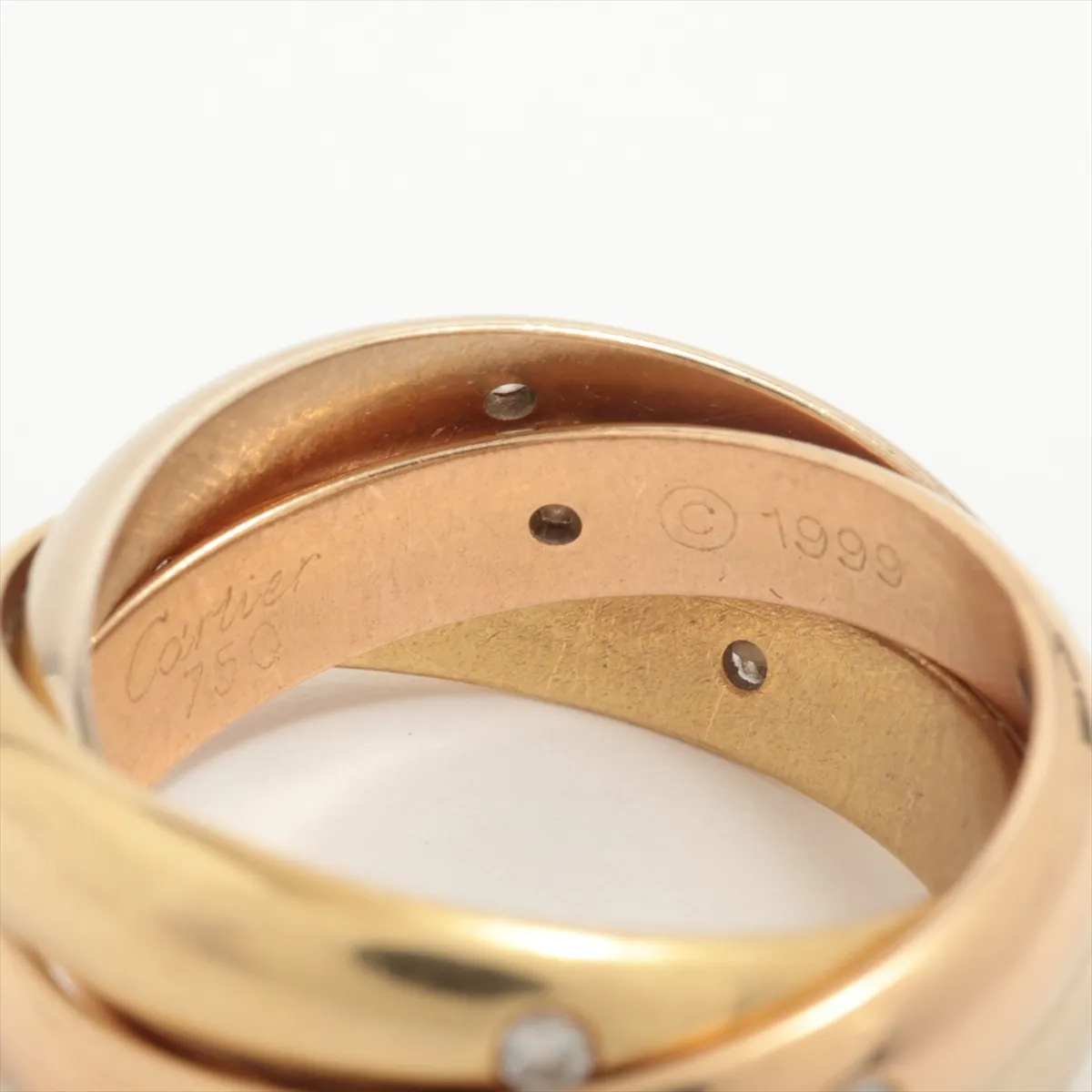 Trinity 15-Diamond Ring, 750 (Yellow Gold x Pink Gold x White Gold), 10.5g, 50 NX164, hallmark — view 3