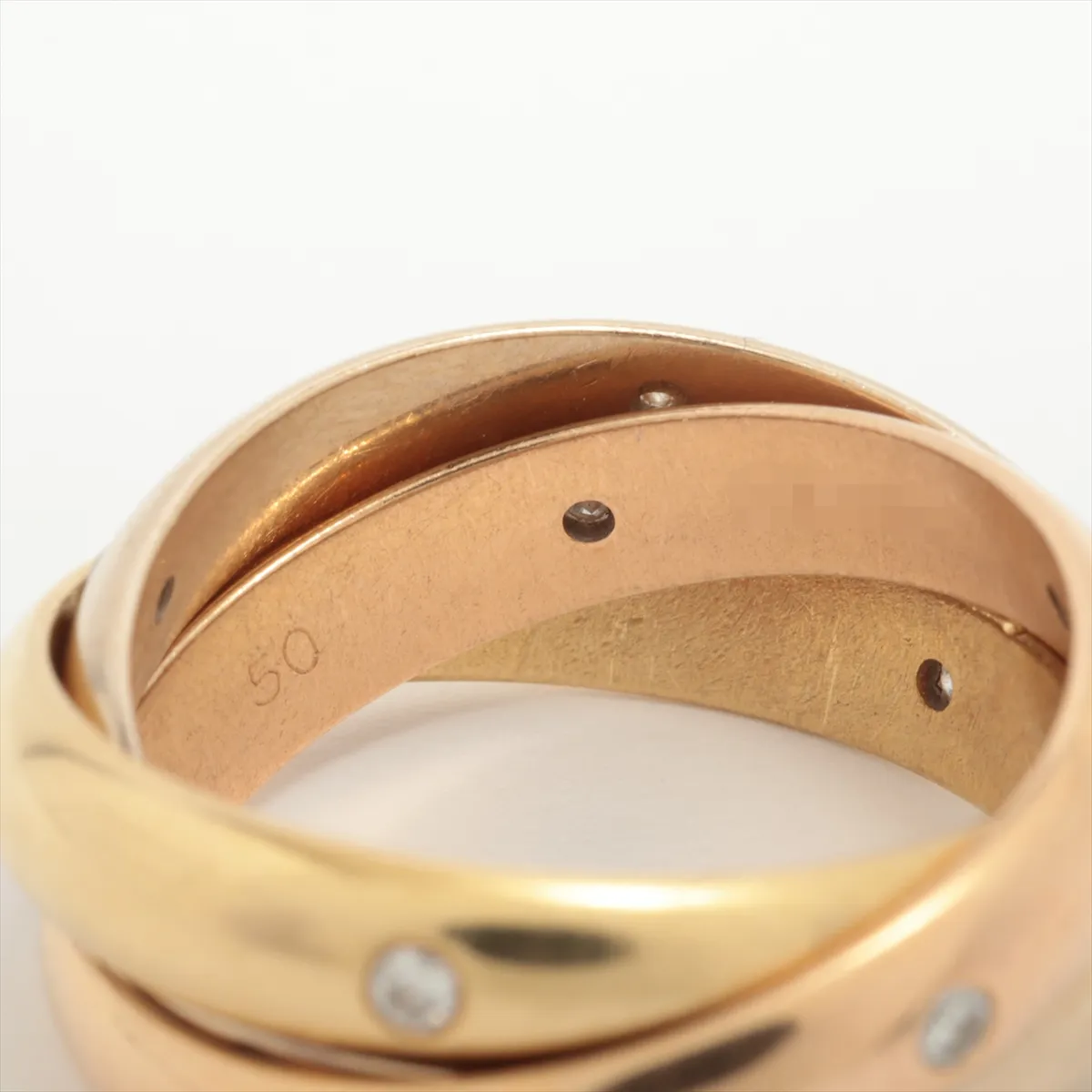 Trinity 15-Diamond Ring, 750 (Yellow Gold x Pink Gold x White Gold), 10.5g, 50 NX164, hallmark — view 4