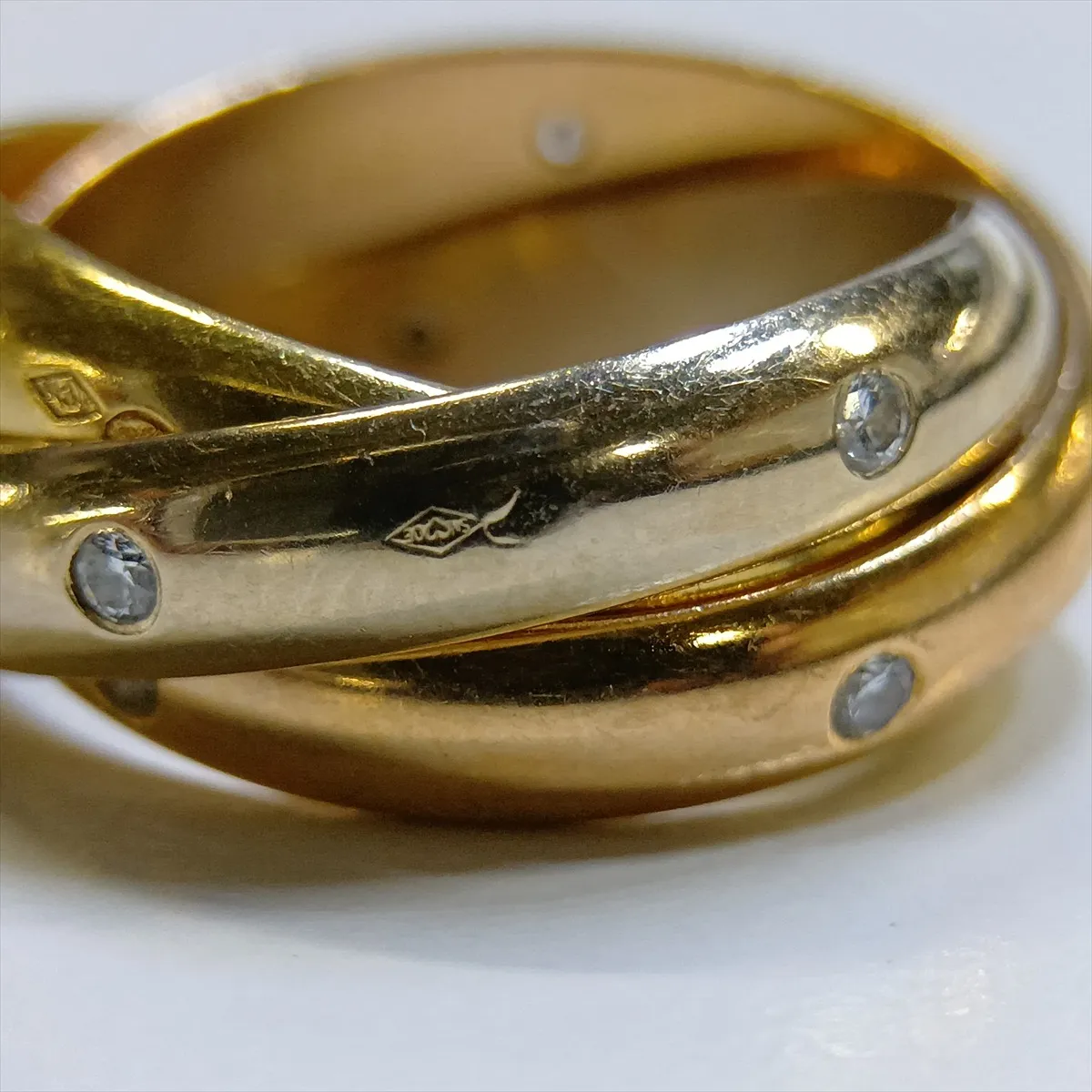 Trinity 15-Diamond Ring, 750 (Yellow Gold x Pink Gold x White Gold), 10.5g, 50 NX164, hallmark — view 5