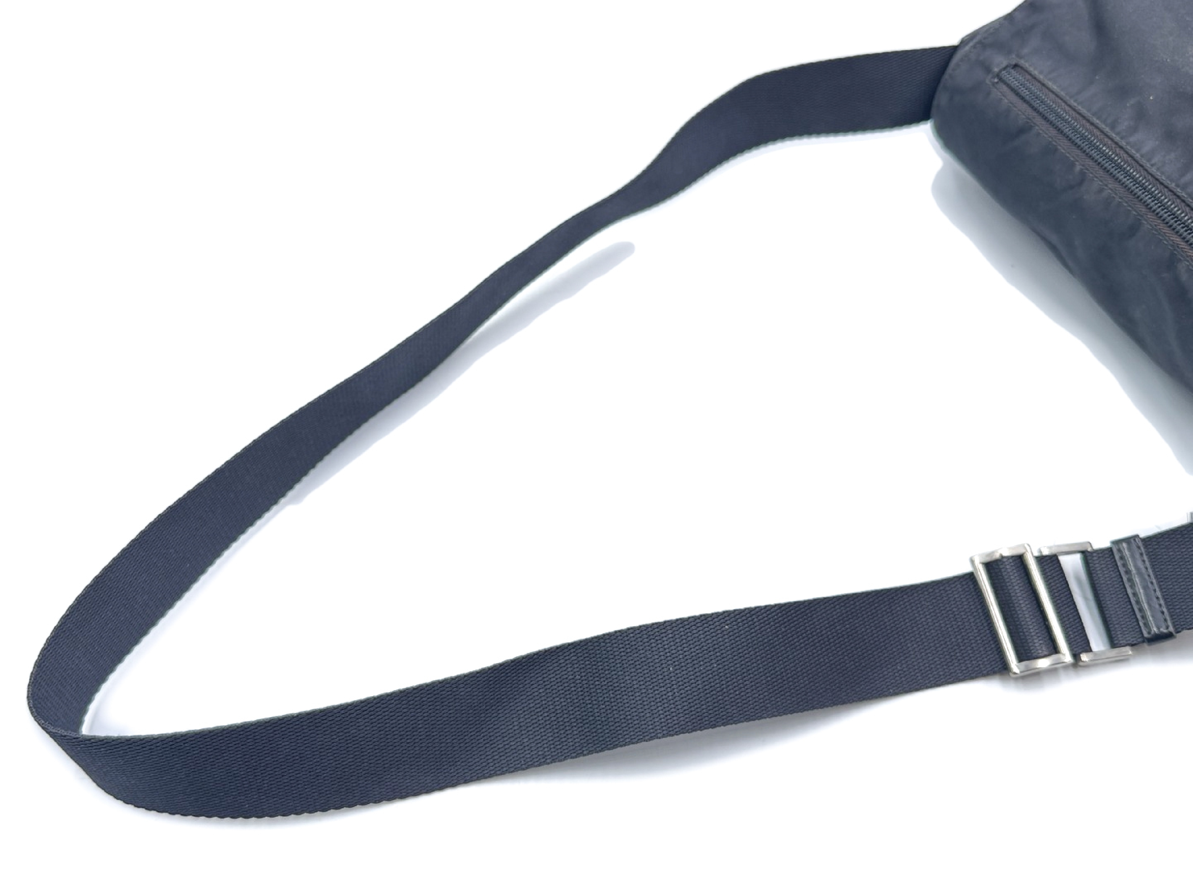 Nylon Shoulder Bag, Black, Triangle Plate — view 2