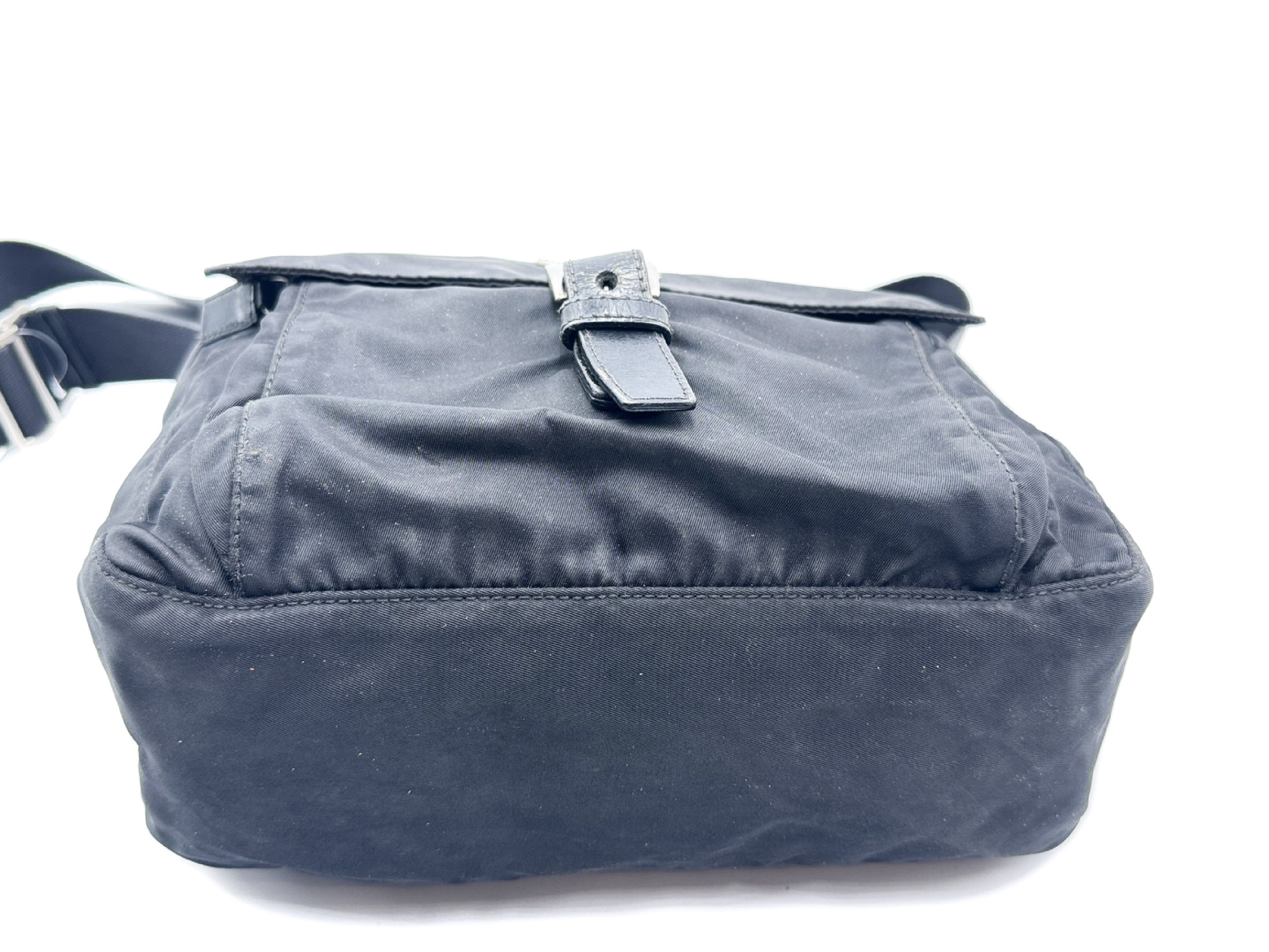 Nylon Shoulder Bag, Black, Triangle Plate — view 7