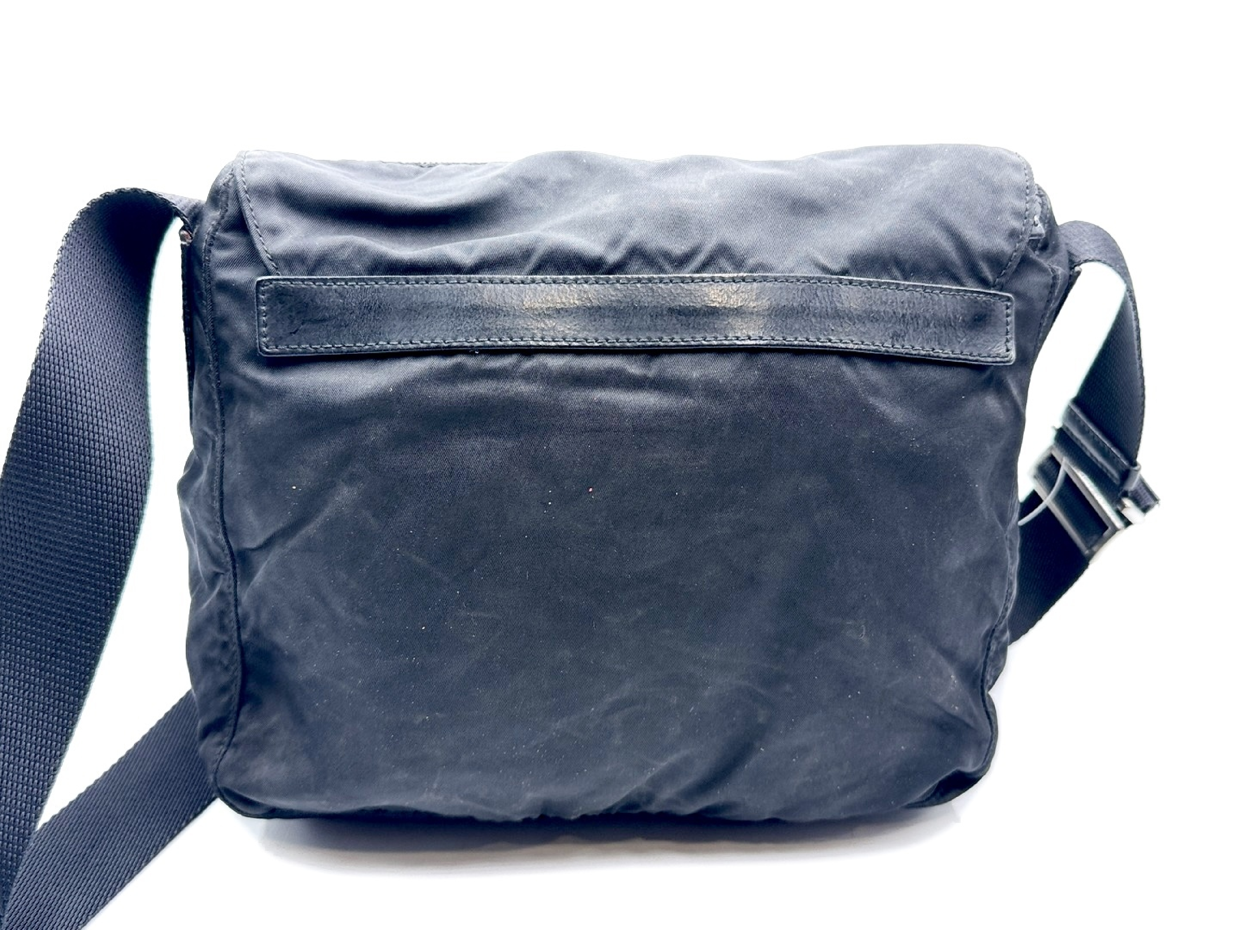 Nylon Shoulder Bag, Black, Triangle Plate — view 8