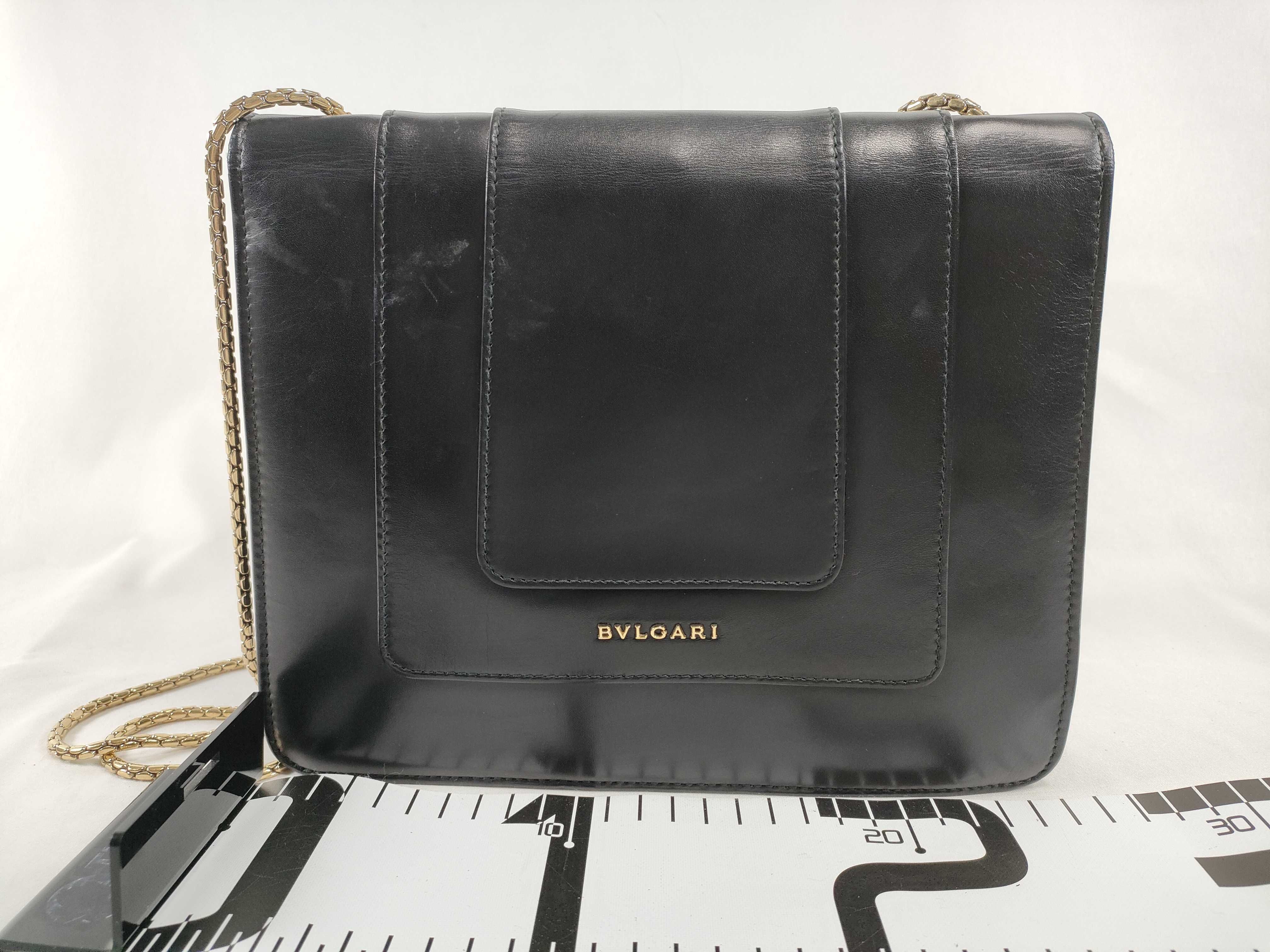 Bulgari Serpenti Bicolor Leather Chain Shoulder Bag Black Shoulder Bag — view 2