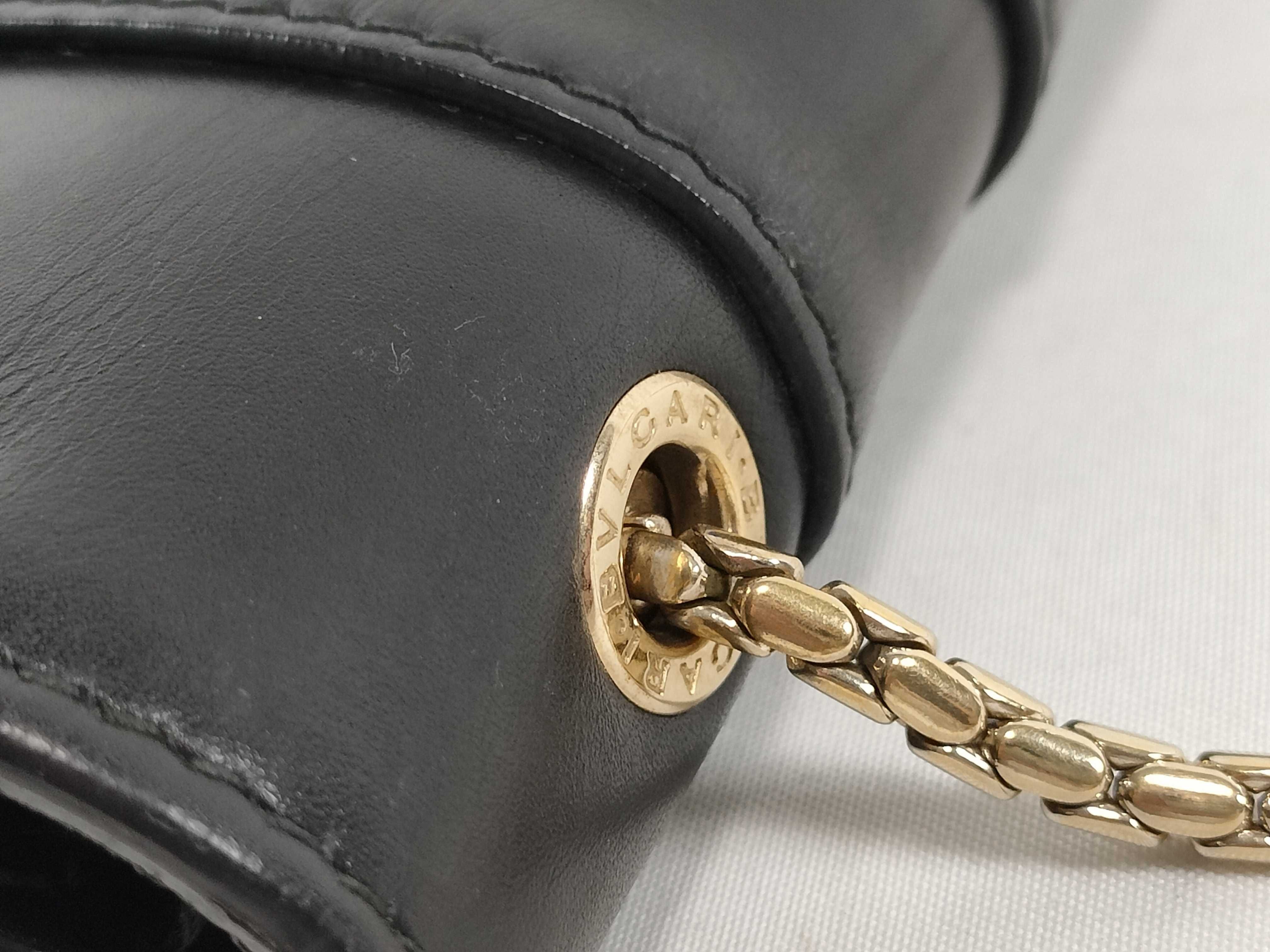 Bulgari Serpenti Bicolor Leather Chain Shoulder Bag Black Shoulder Bag — view 5