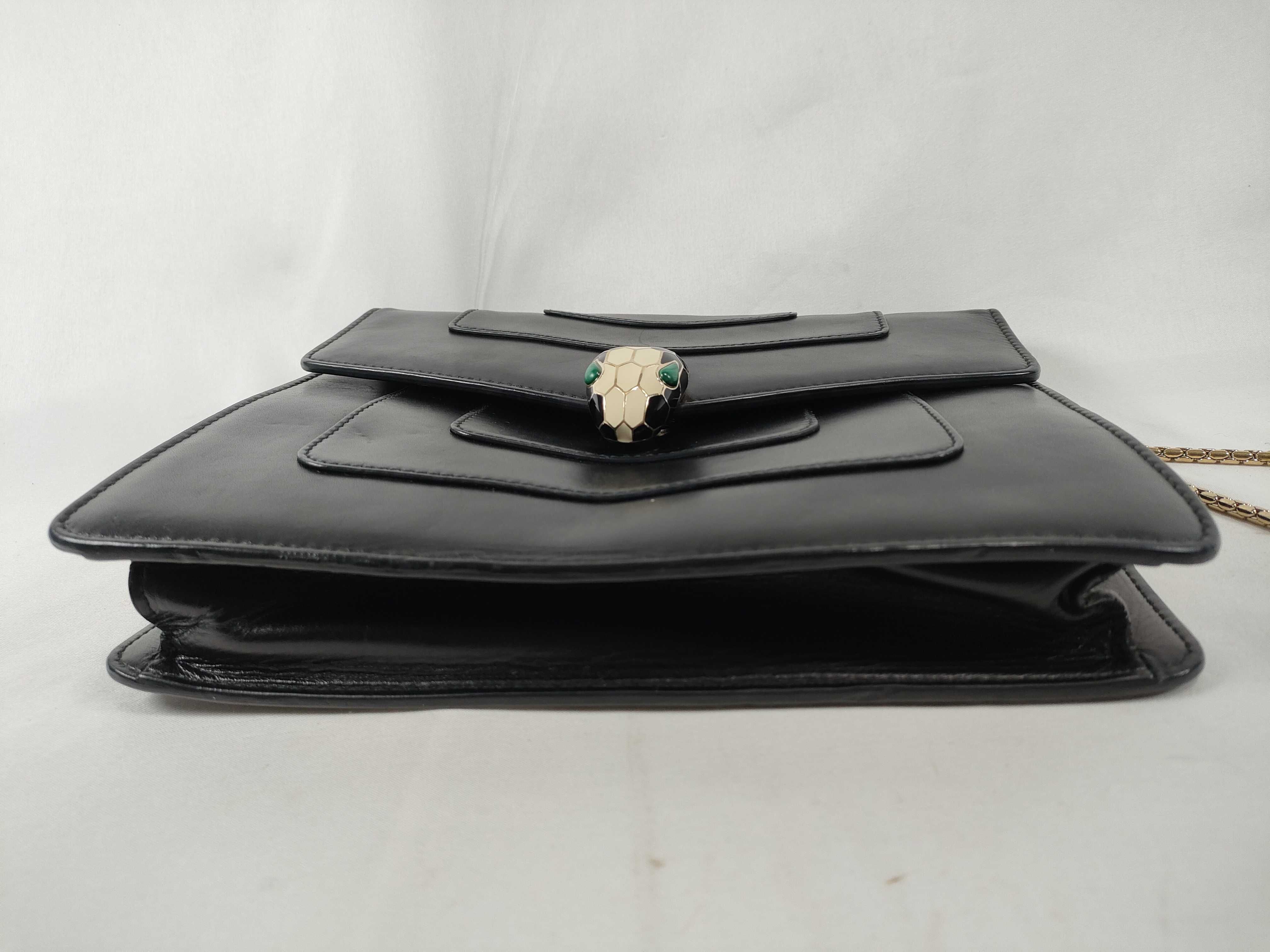 Bulgari Serpenti Bicolor Leather Chain Shoulder Bag Black Shoulder Bag — view 7