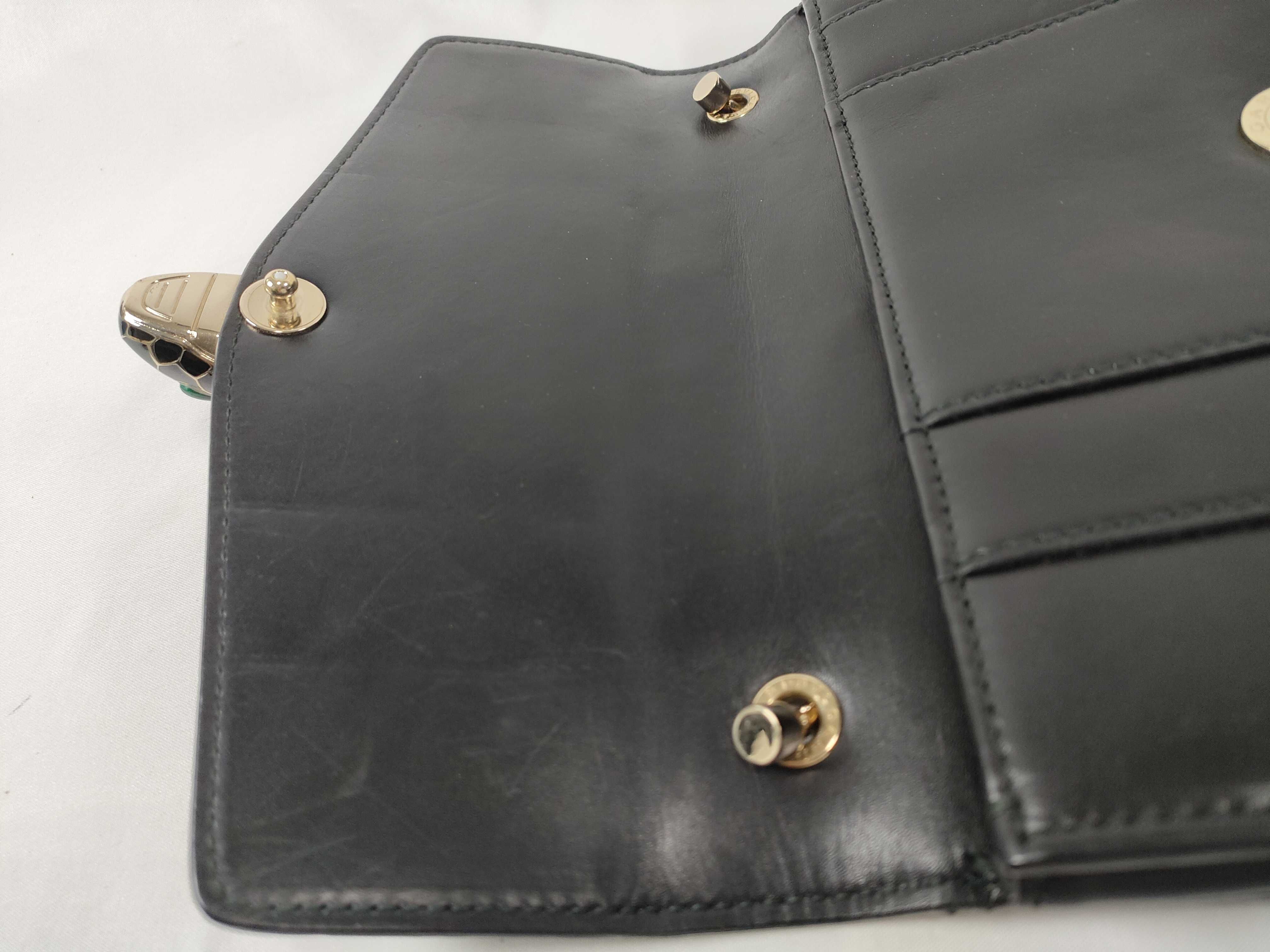 Bulgari Serpenti Bicolor Leather Chain Shoulder Bag Black Shoulder Bag — view 8