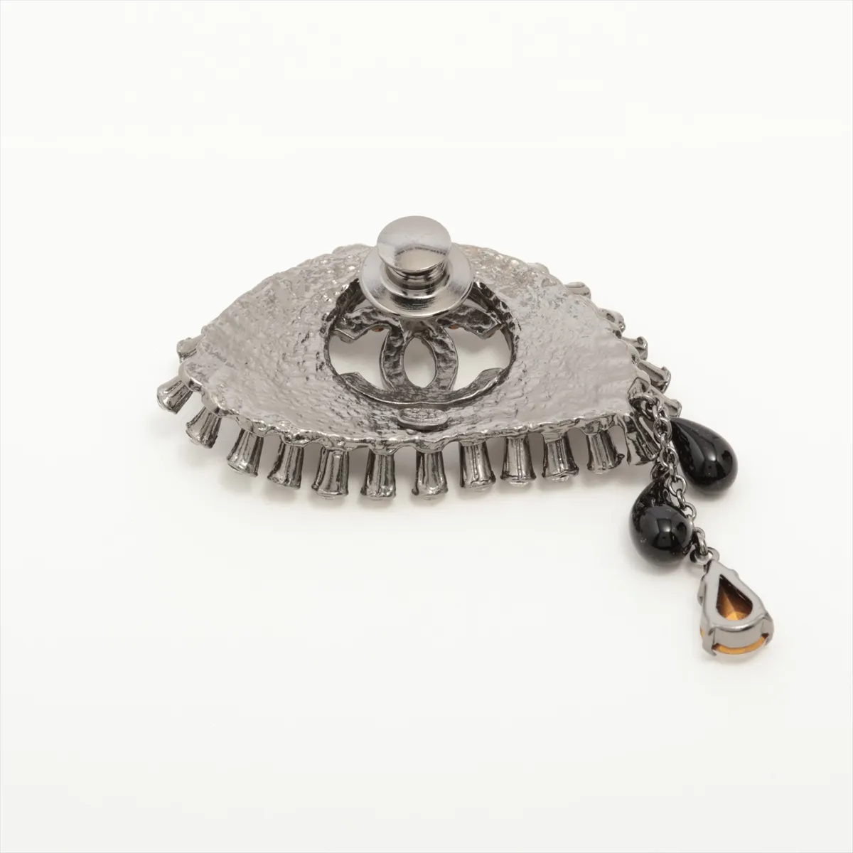 Coco Mark 02A Pin Brooch, Metal x Rhinestone, Silver. Shows signs of wear, — view 2
