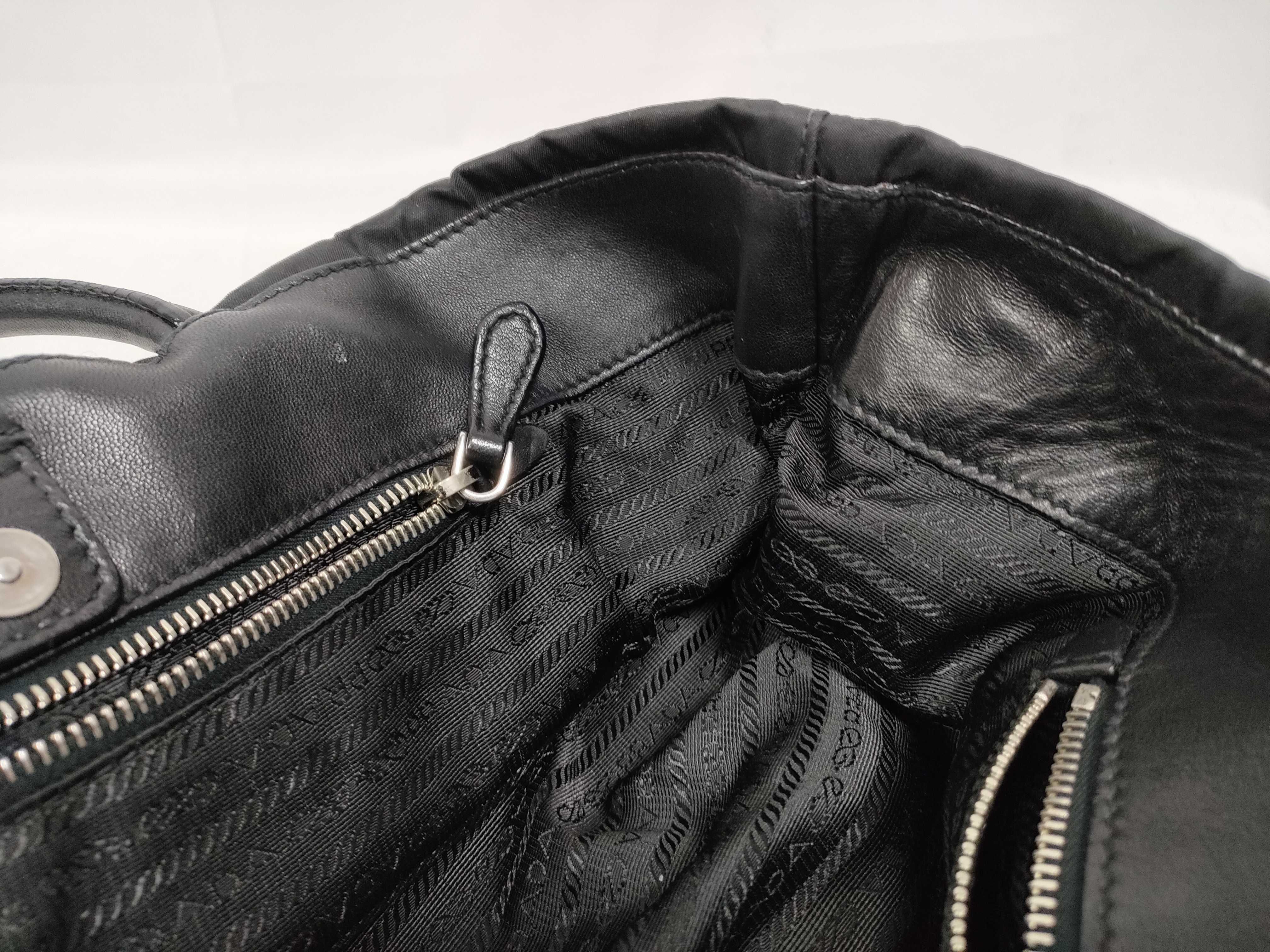 bag, nylon and leather, black handbag — view 11