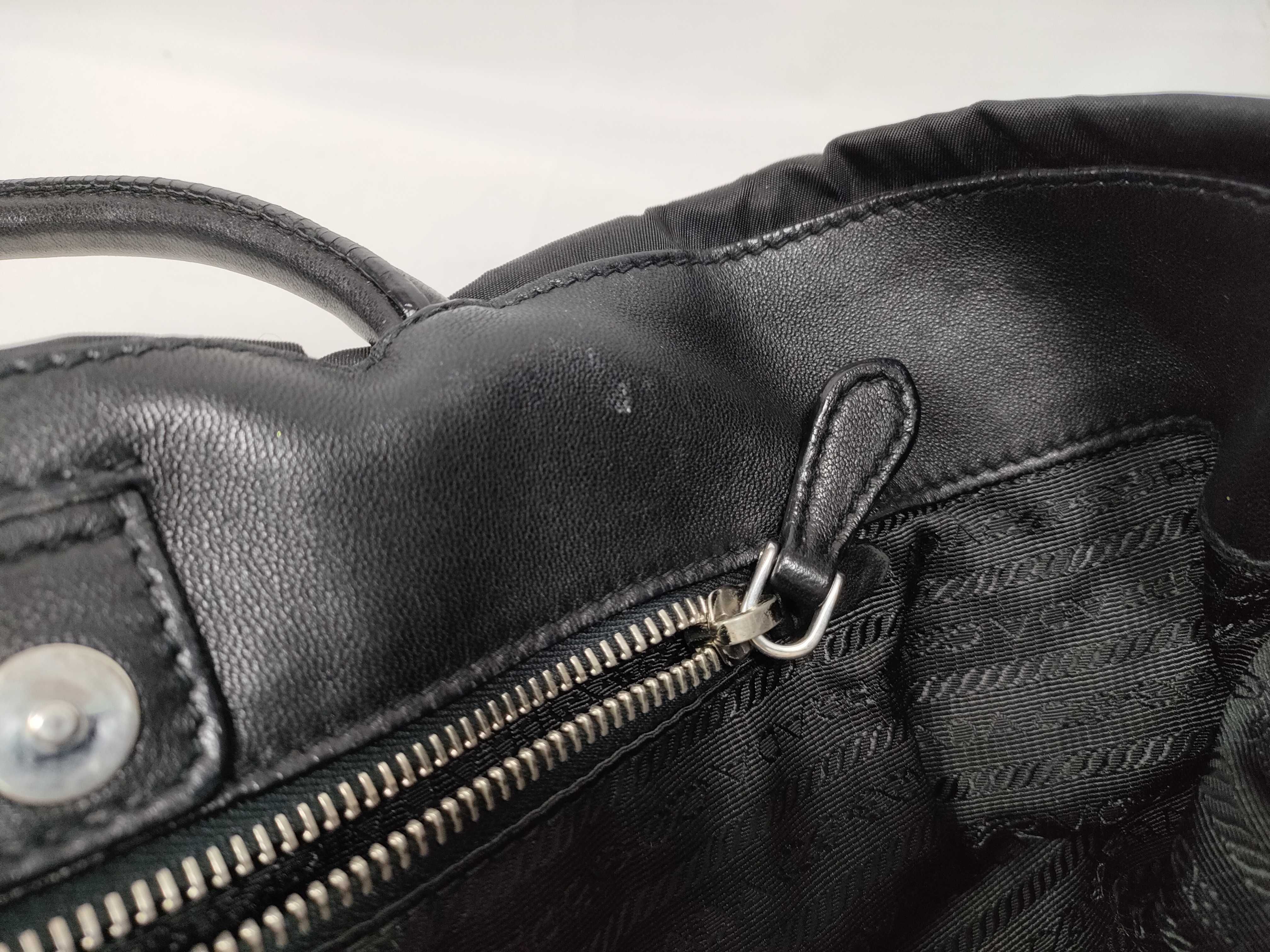 bag, nylon and leather, black handbag — view 12