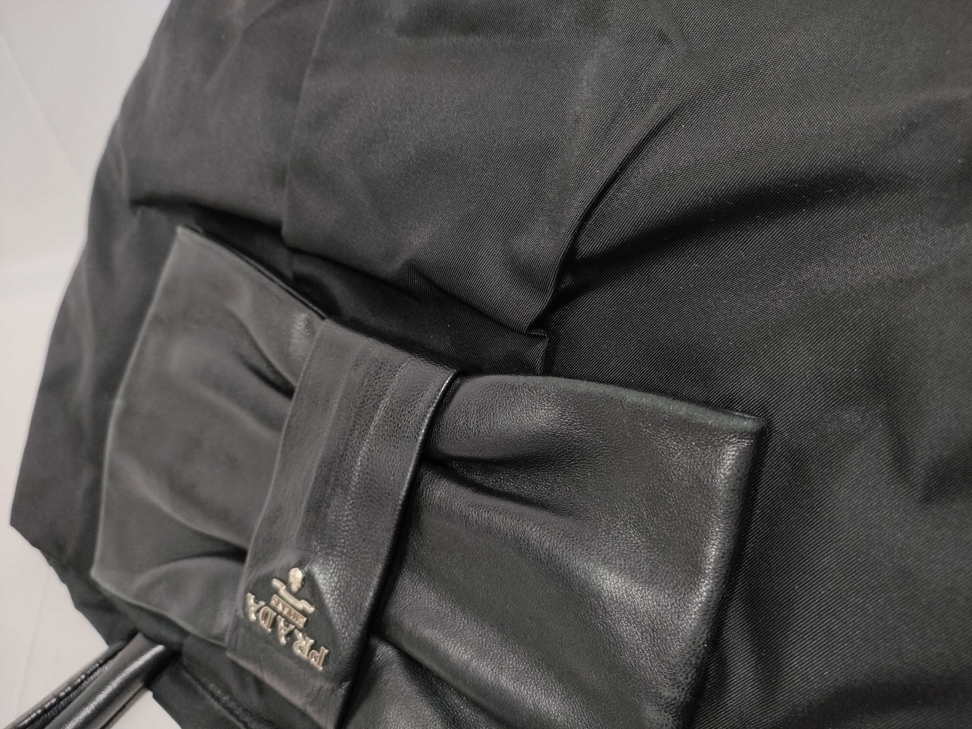 bag, nylon and leather, black handbag — view 10