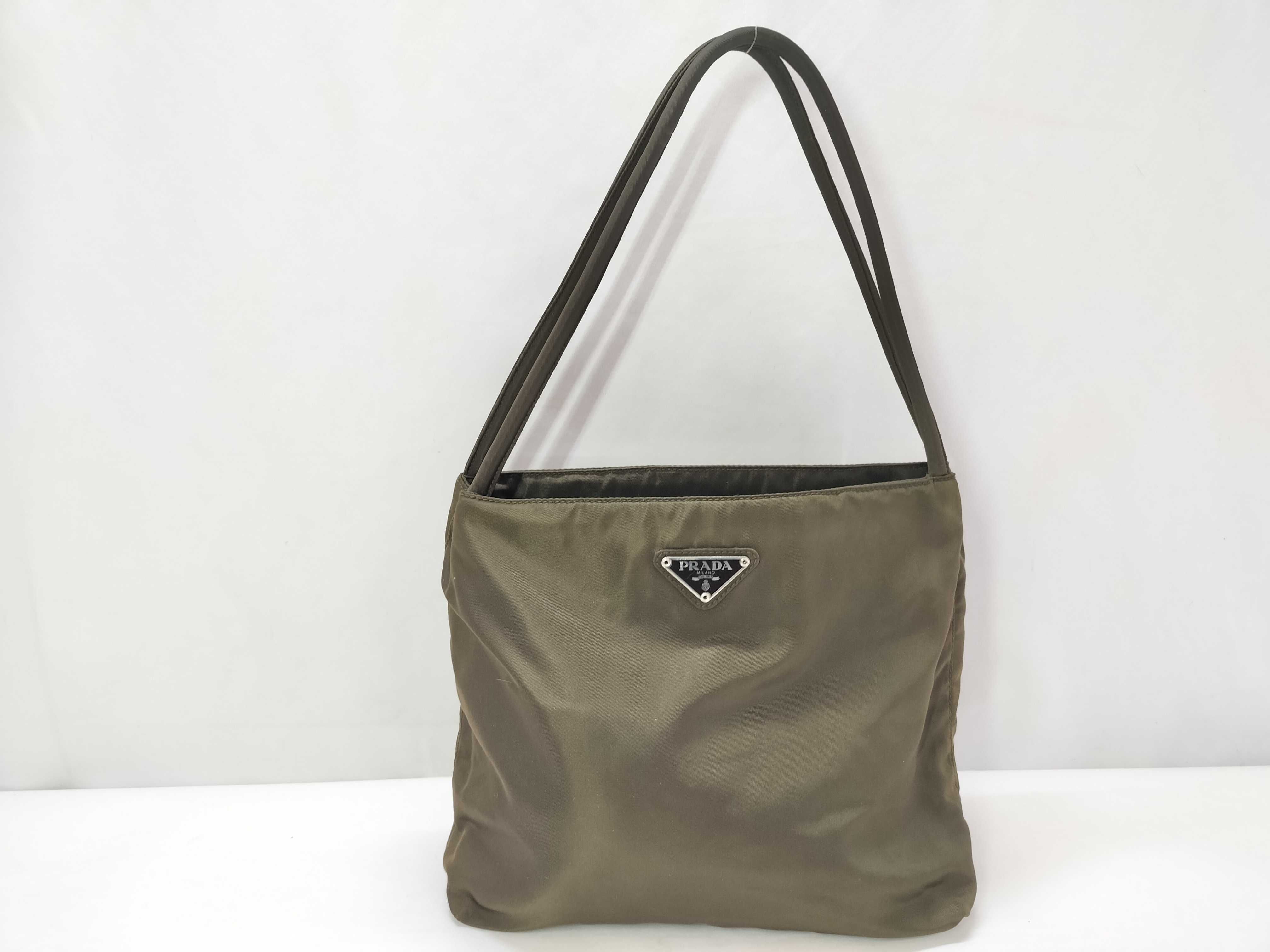 Nylon Prada Triangle Logo Tessuto Nylon Khaki Handbag