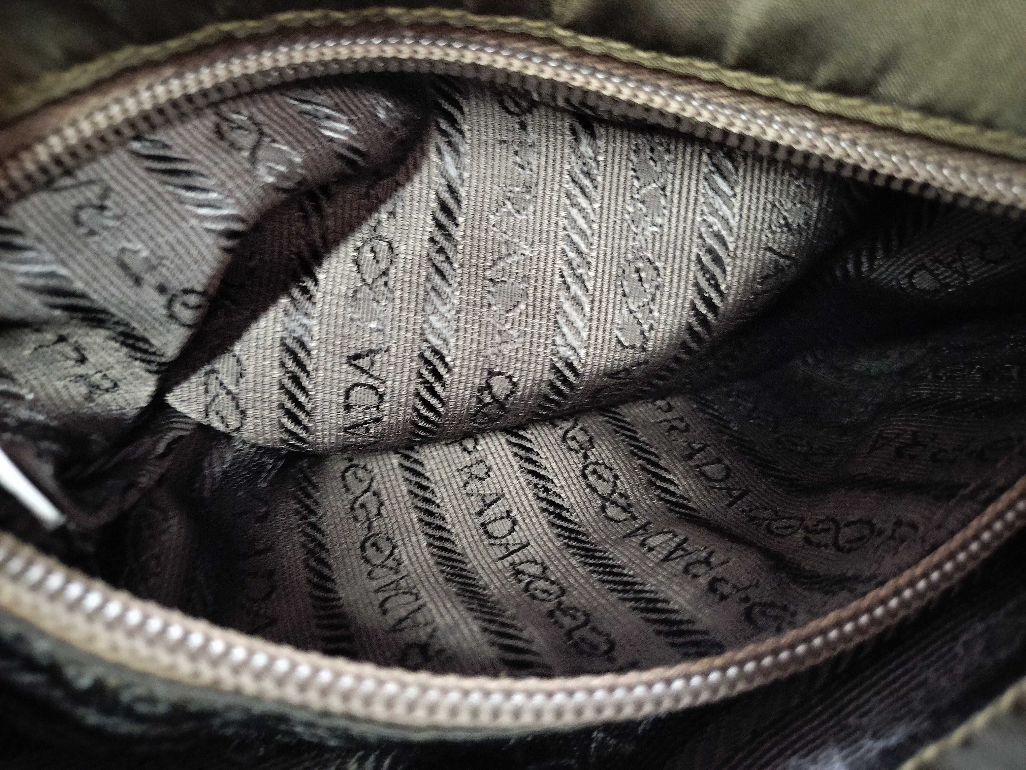 Nylon Prada Triangle Logo Tessuto Nylon Khaki Handbag — view 11