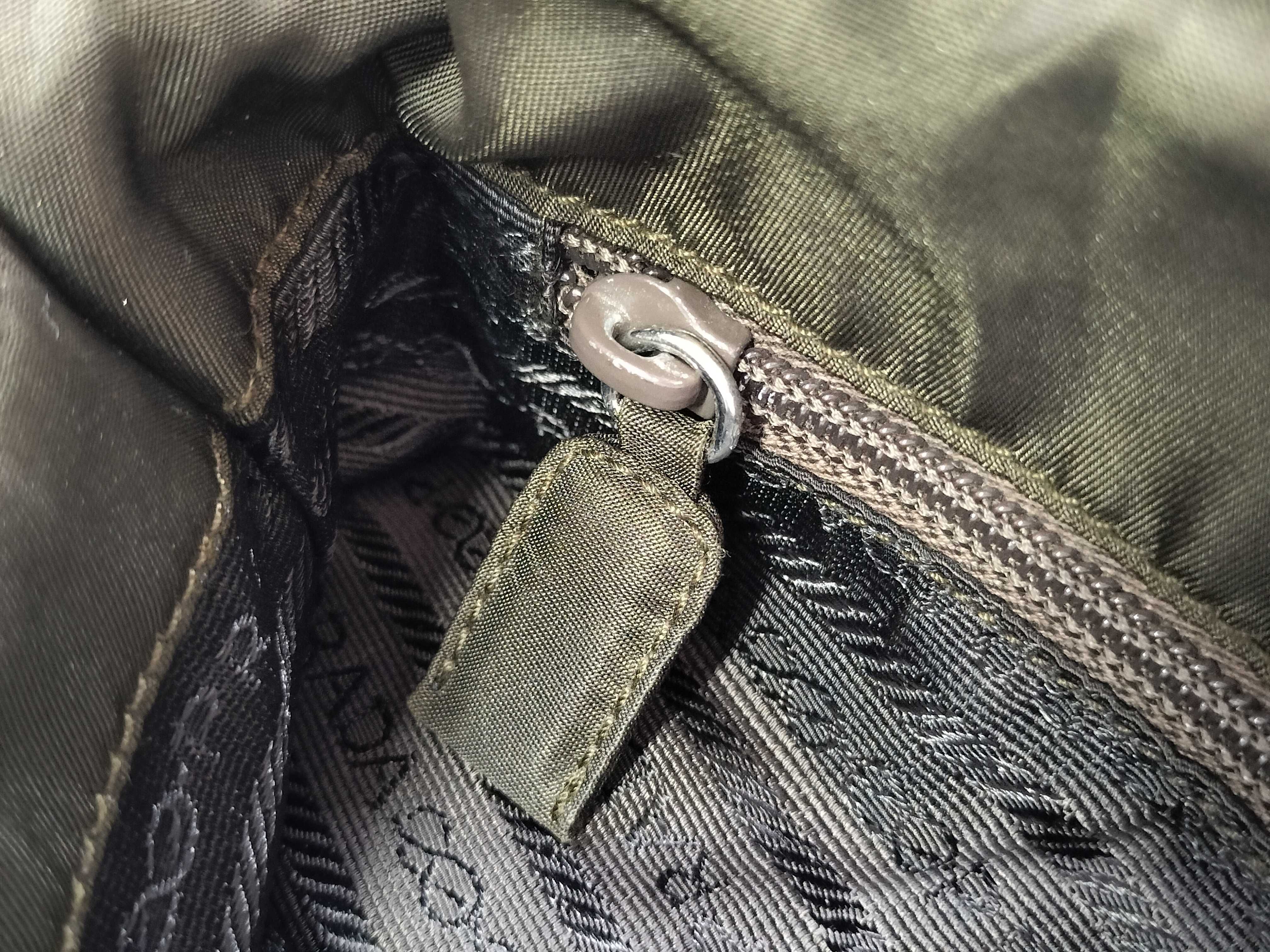 Nylon Prada Triangle Logo Tessuto Nylon Khaki Handbag — view 12