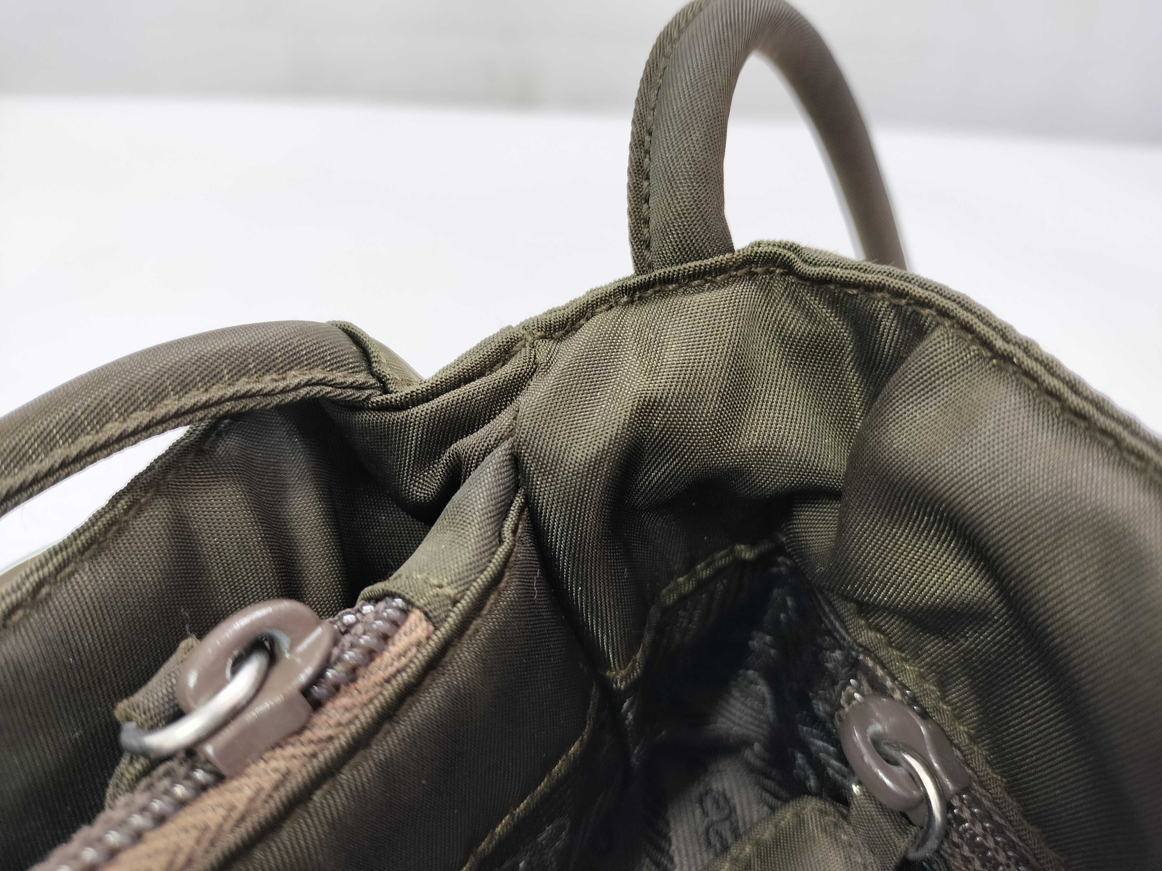 Nylon Prada Triangle Logo Tessuto Nylon Khaki Handbag — view 13