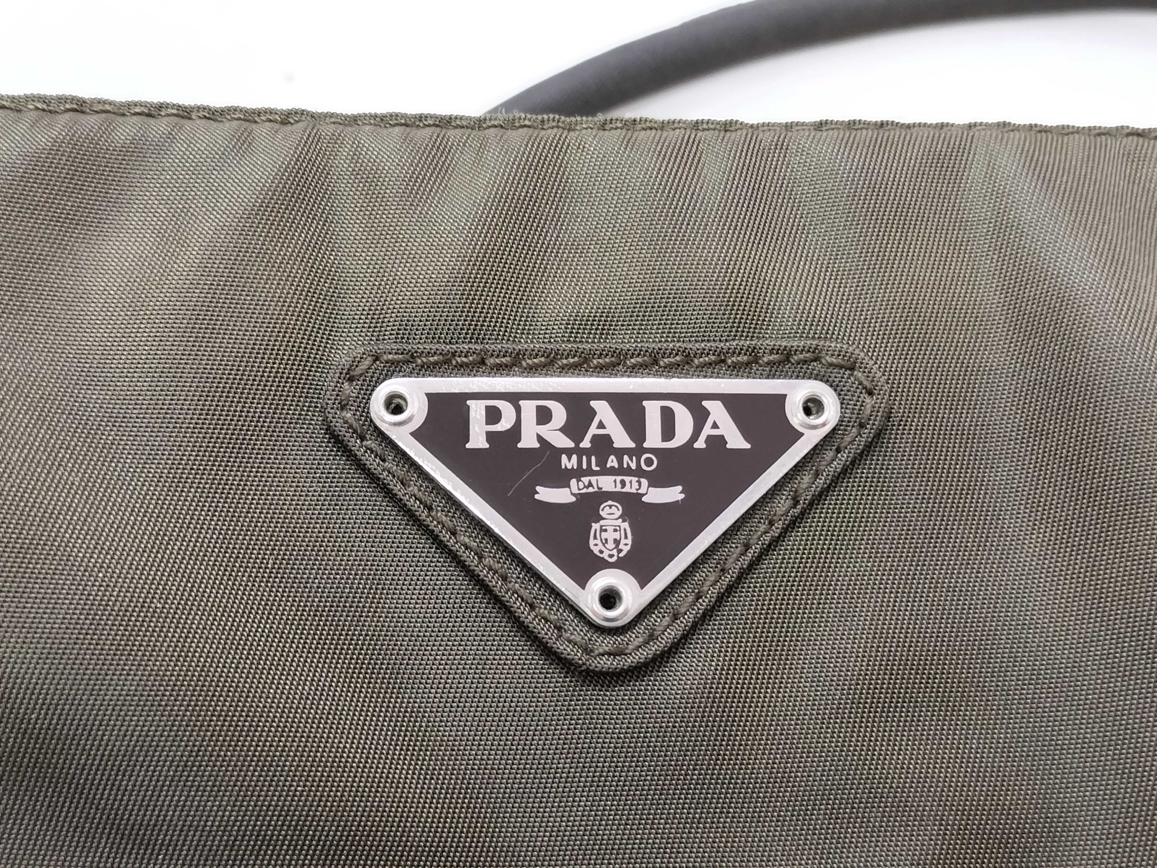 Nylon Prada Triangle Logo Tessuto Nylon Khaki Handbag — view 15