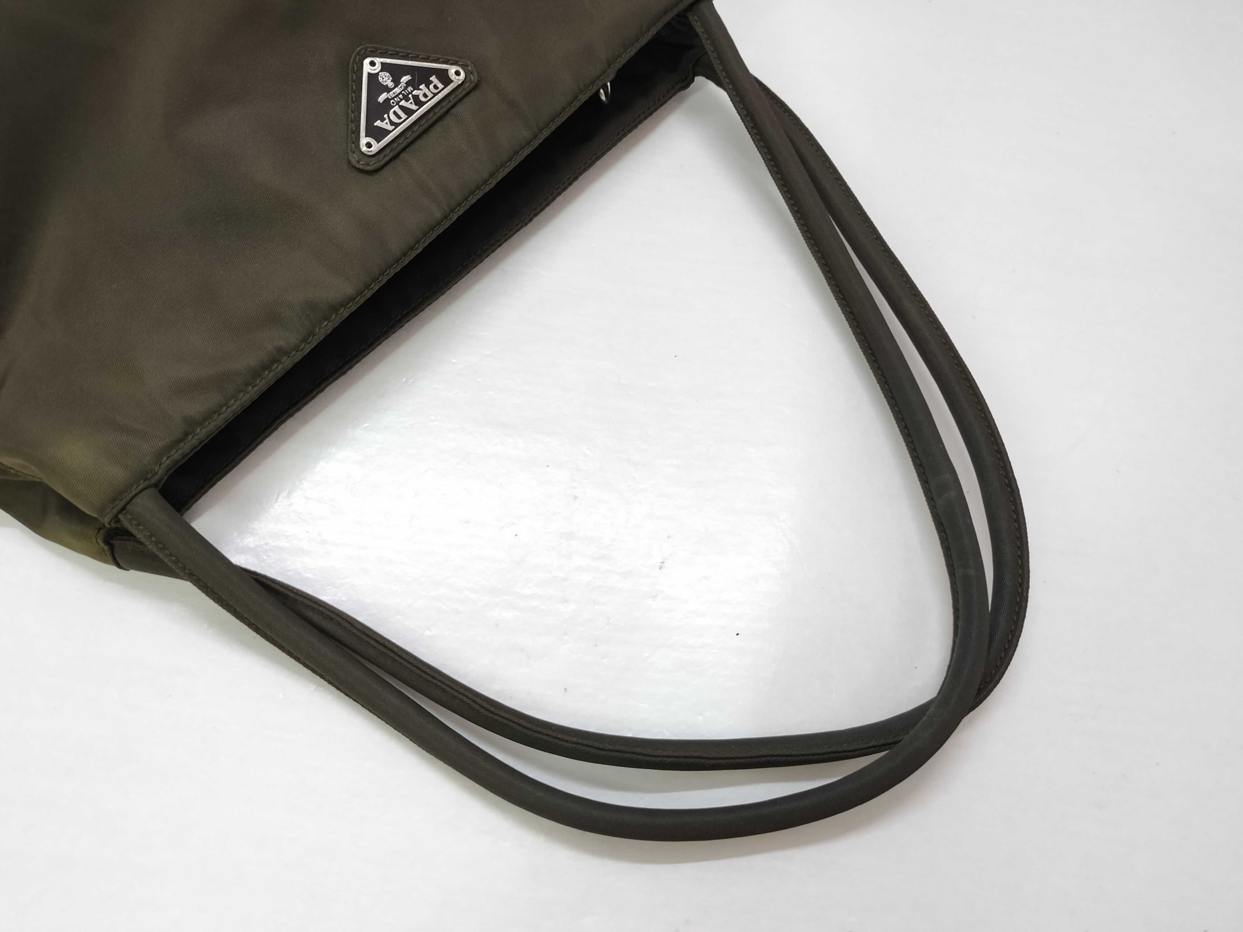 Nylon Prada Triangle Logo Tessuto Nylon Khaki Handbag — view 3