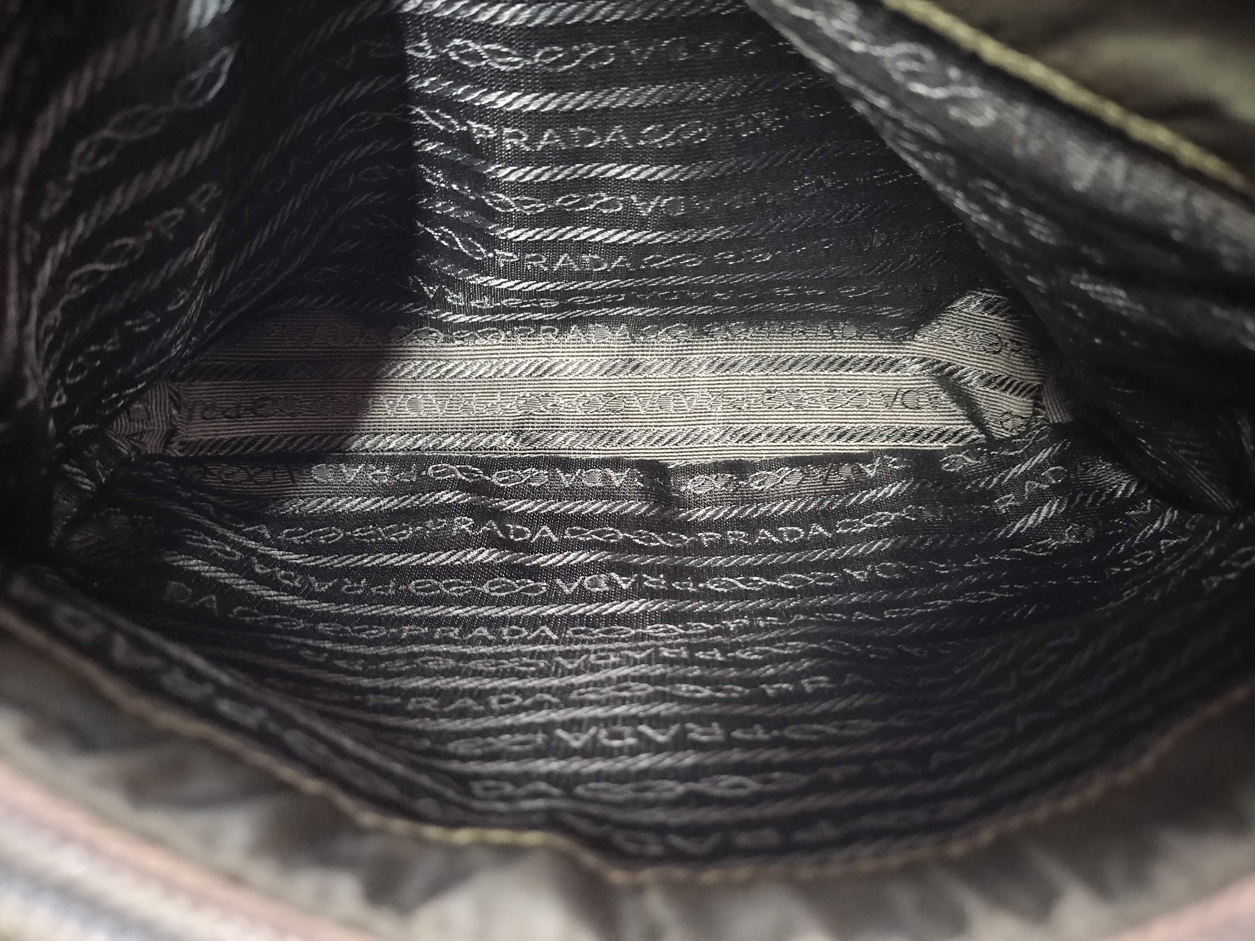 Nylon Prada Triangle Logo Tessuto Nylon Khaki Handbag — view 7