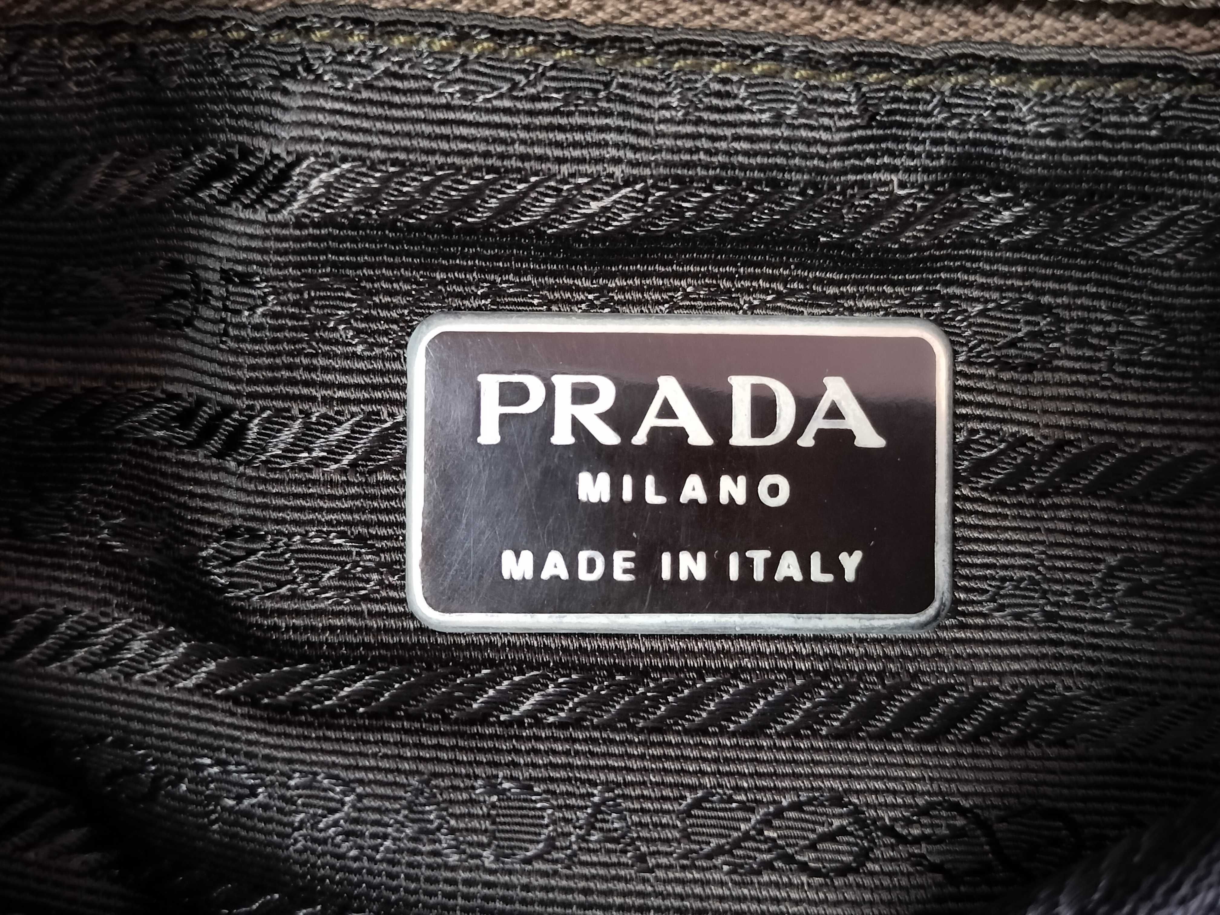 Nylon Prada Triangle Logo Tessuto Nylon Khaki Handbag — view 9