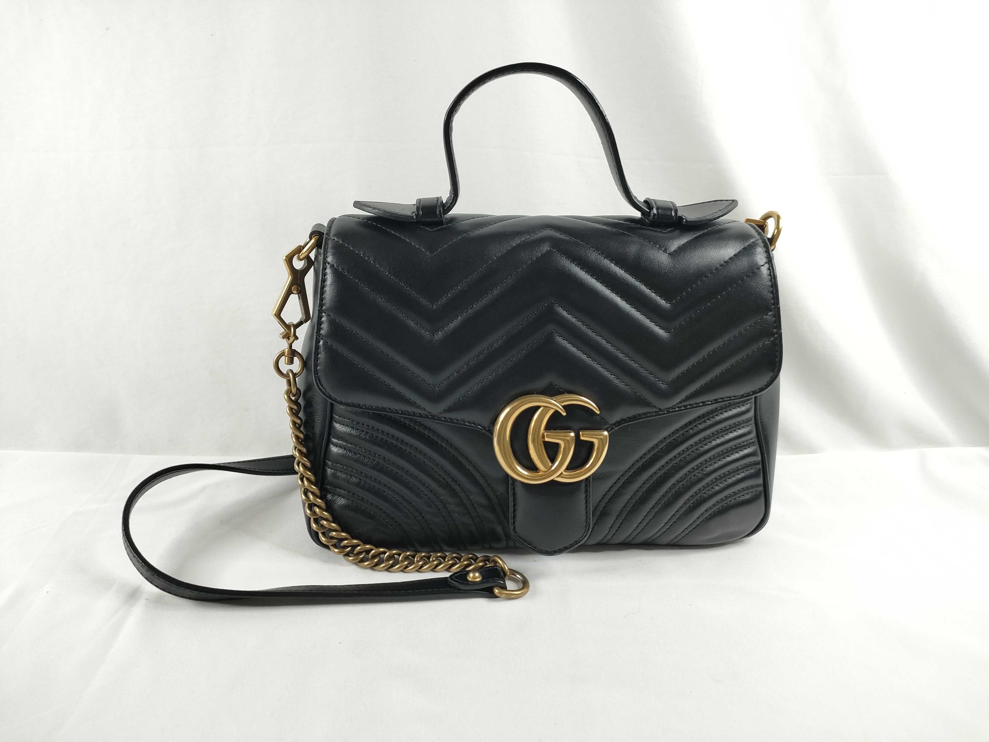 Marmont Black calfskin medium shoulder bag with handle