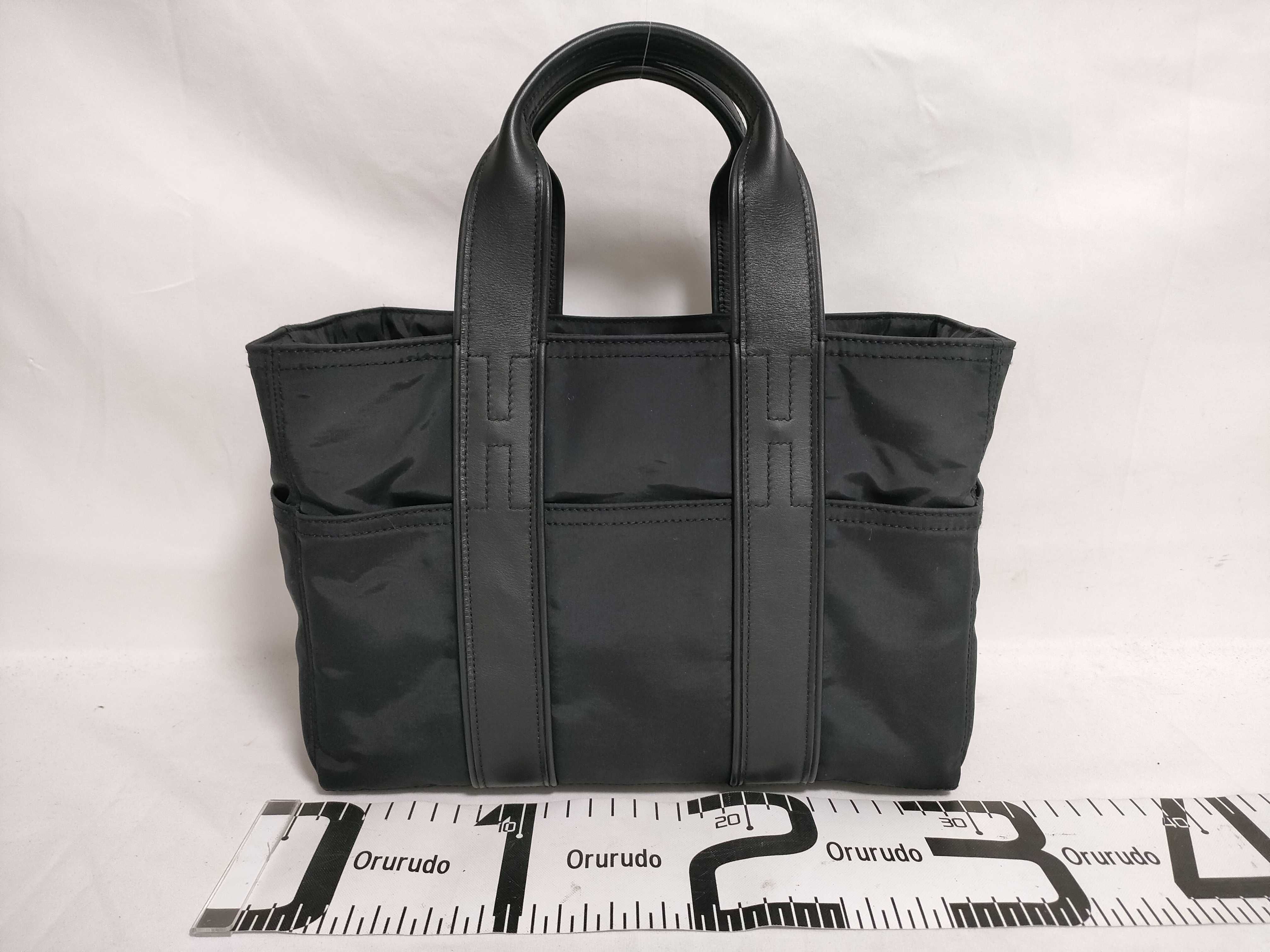 Acapulco PM Nylon x Leather Tote Bag with Silver Hardware (Black) — view 2