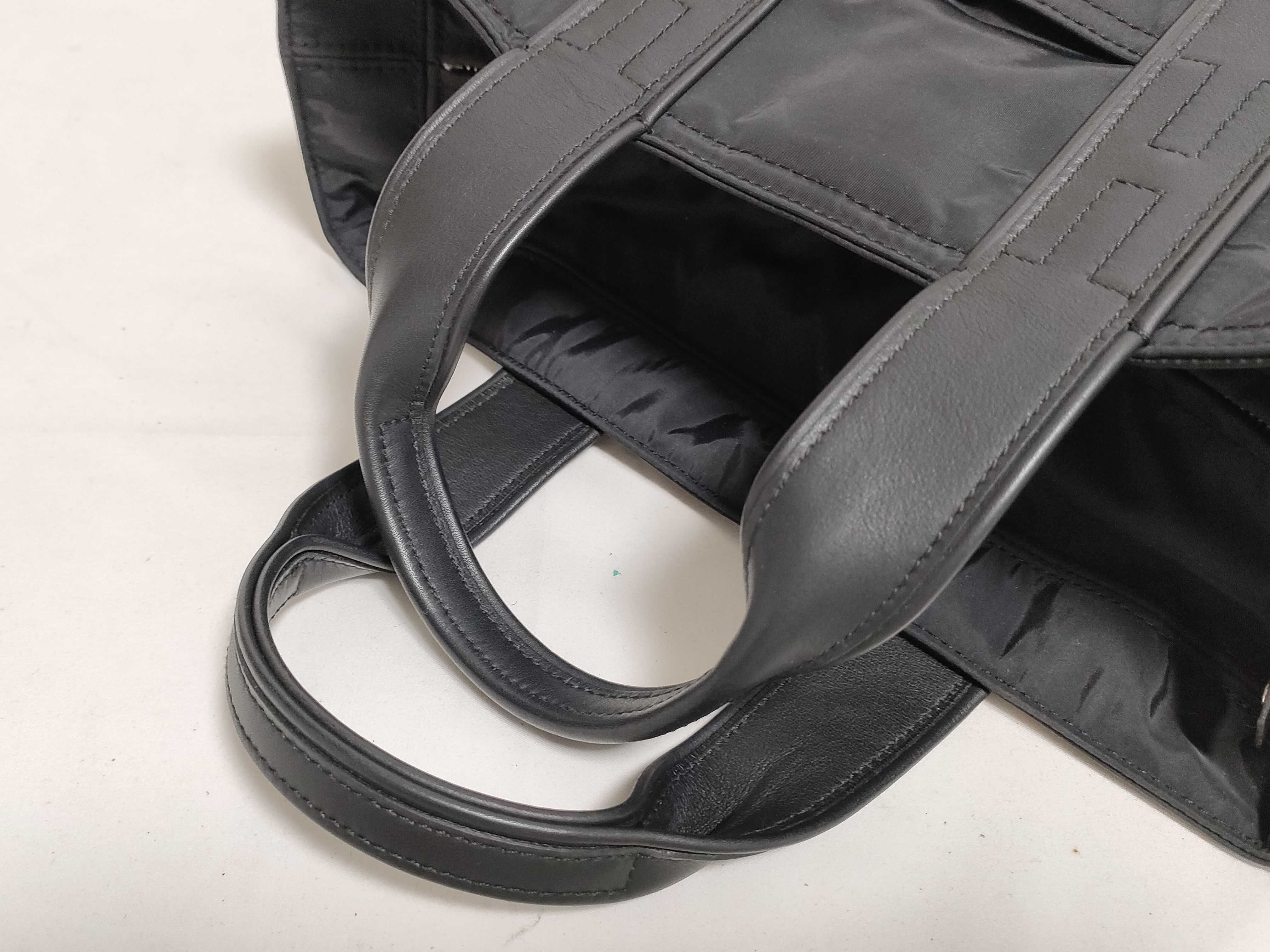 Acapulco PM Nylon x Leather Tote Bag with Silver Hardware (Black) — view 3