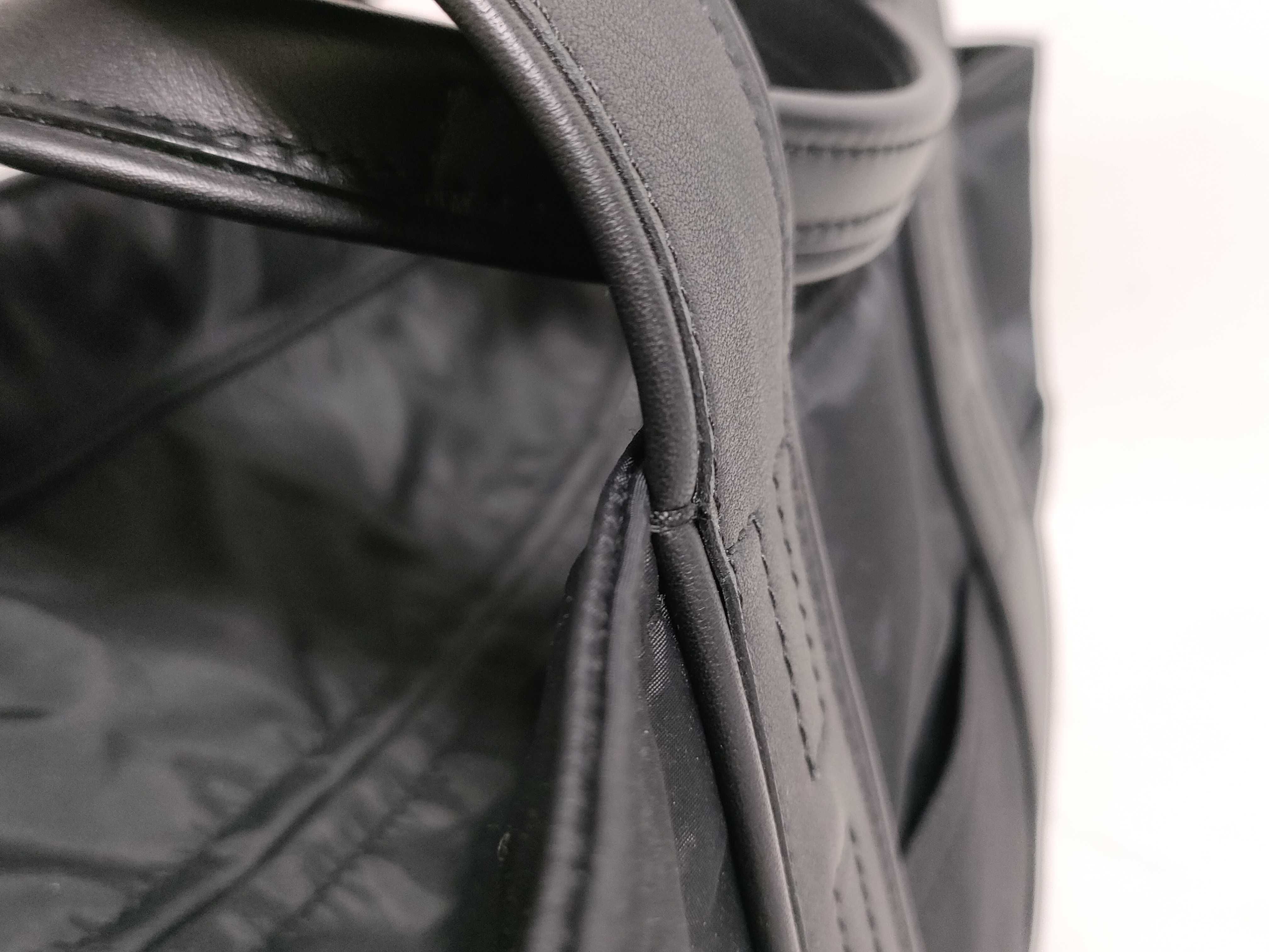 Acapulco PM Nylon x Leather Tote Bag with Silver Hardware (Black) — view 5
