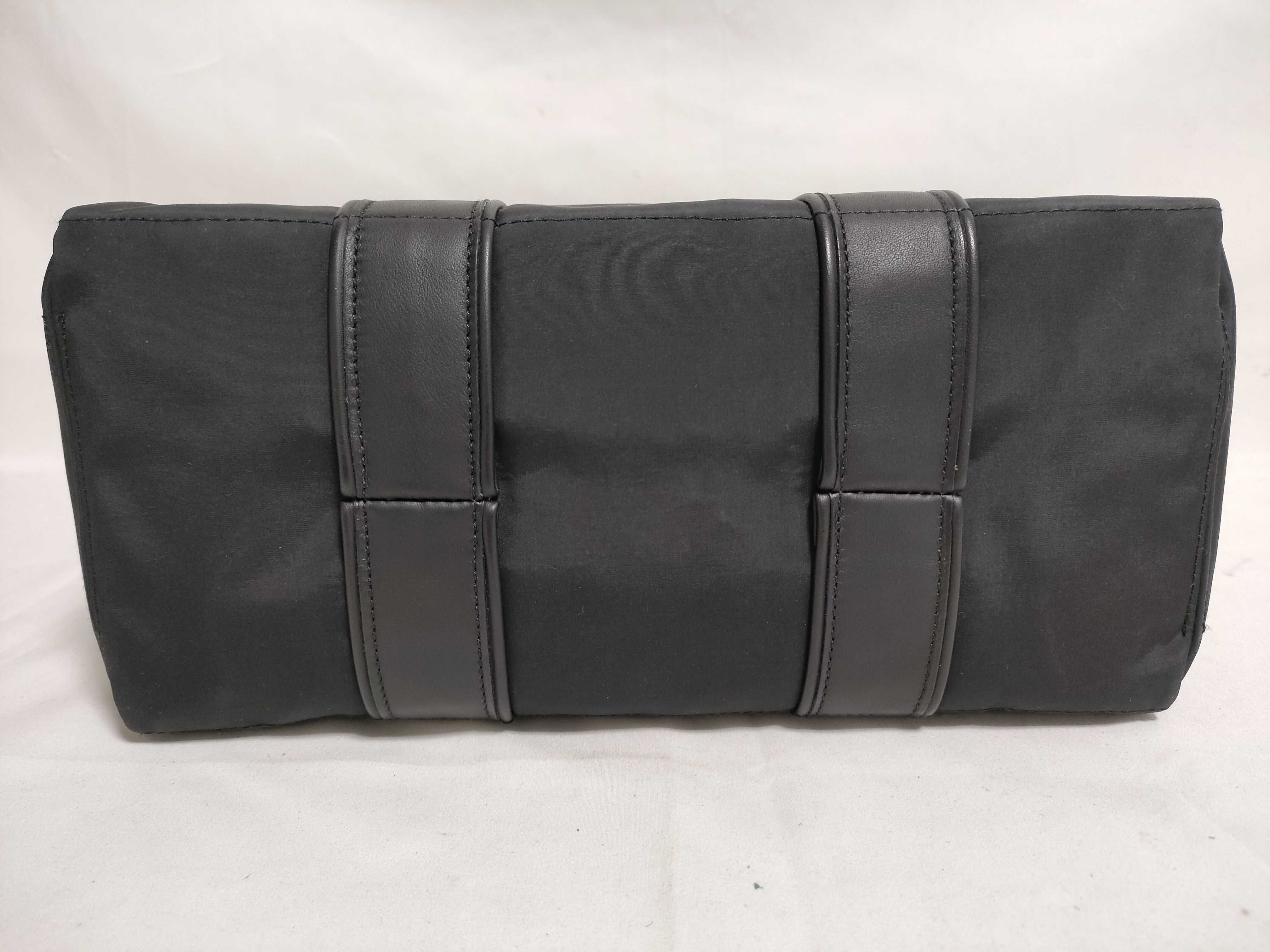 Acapulco PM Nylon x Leather Tote Bag with Silver Hardware (Black) — view 6