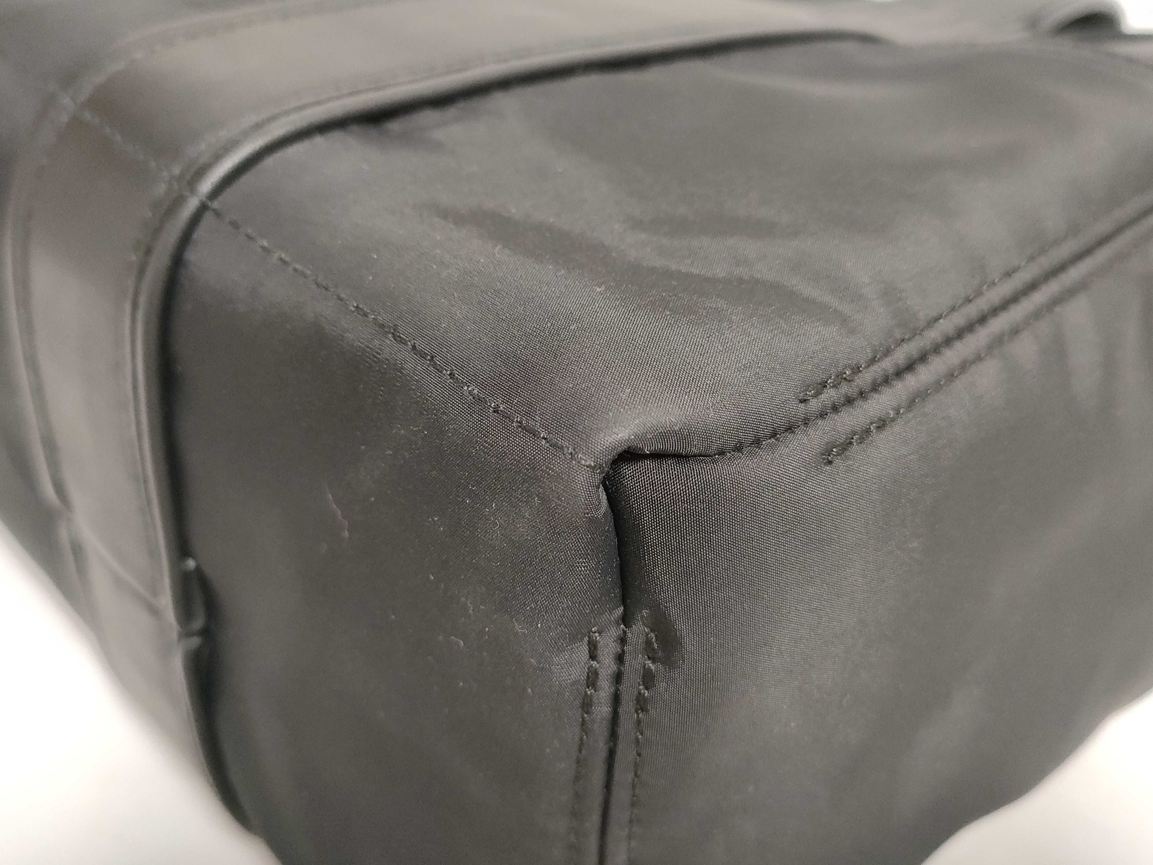 Acapulco PM Nylon x Leather Tote Bag with Silver Hardware (Black) — view 7