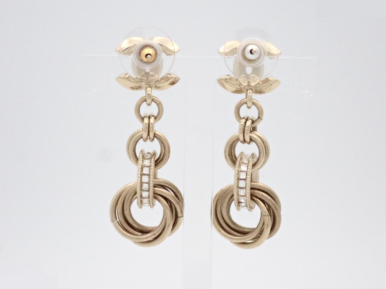 Coco Mark Rhinestone Earrings GP/Metal A17B — view 2