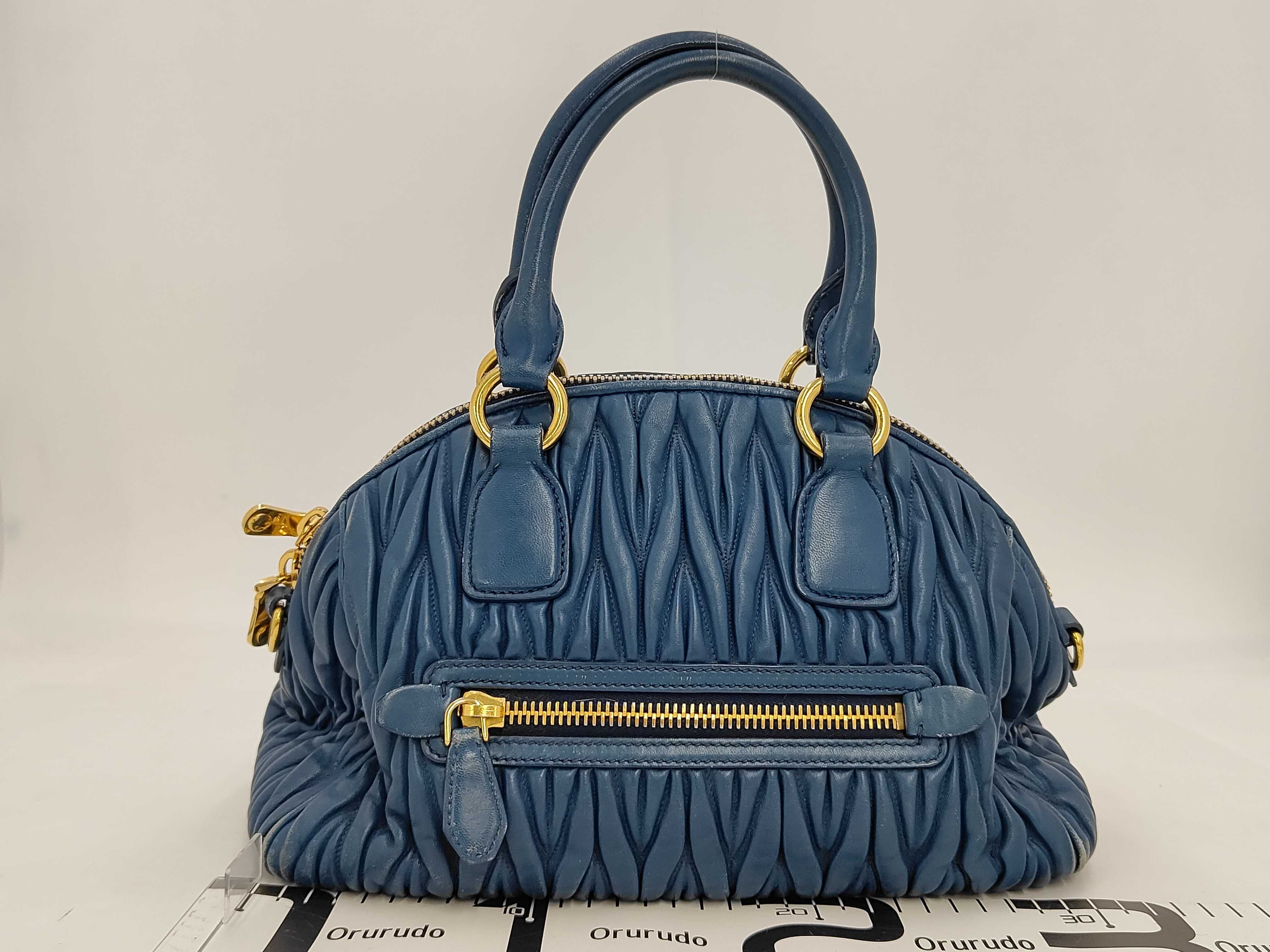 2-way Matelassé Shoulder Bag, Blue Handbag — view 2