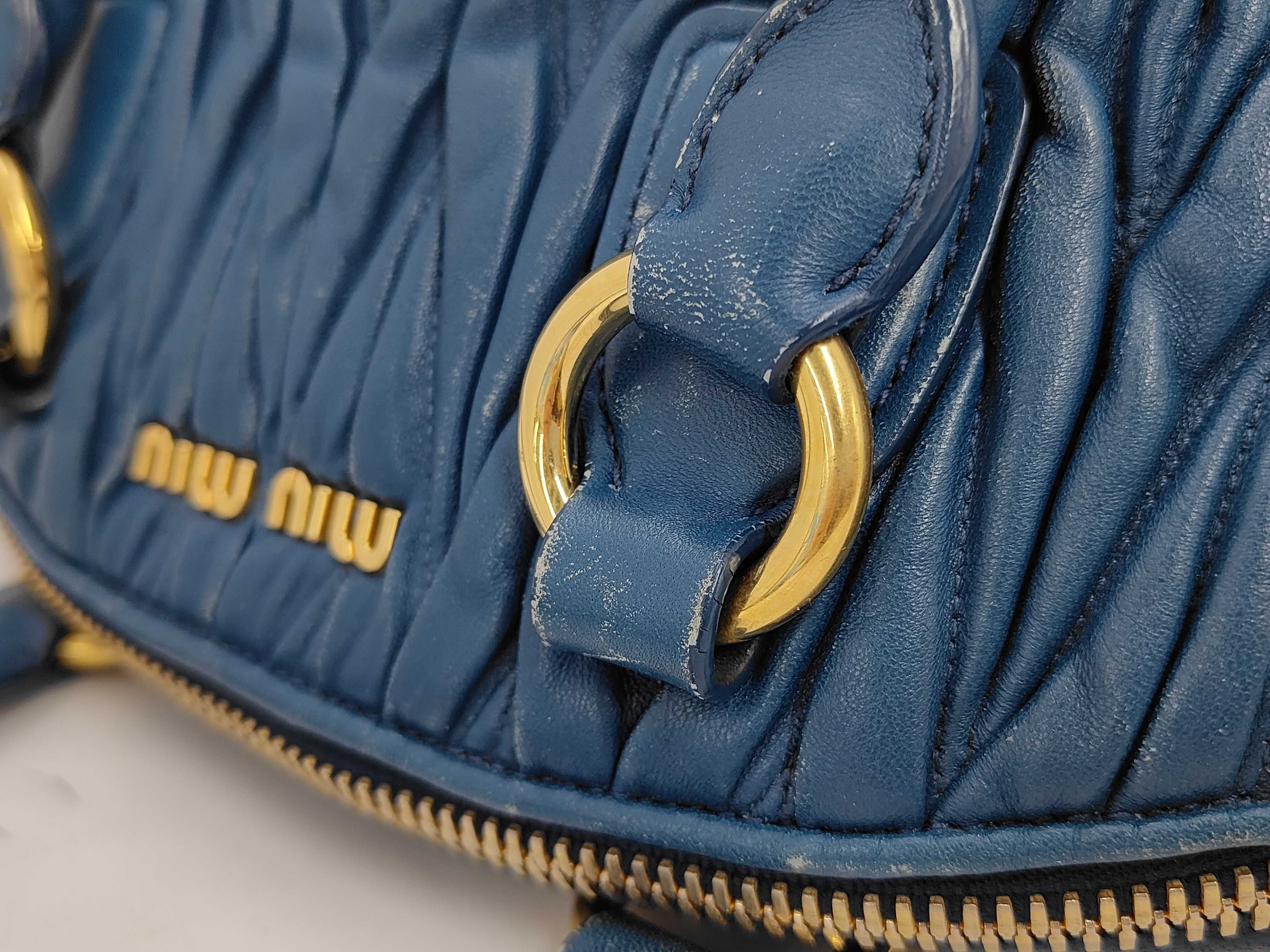 2-way Matelassé Shoulder Bag, Blue Handbag — view 7