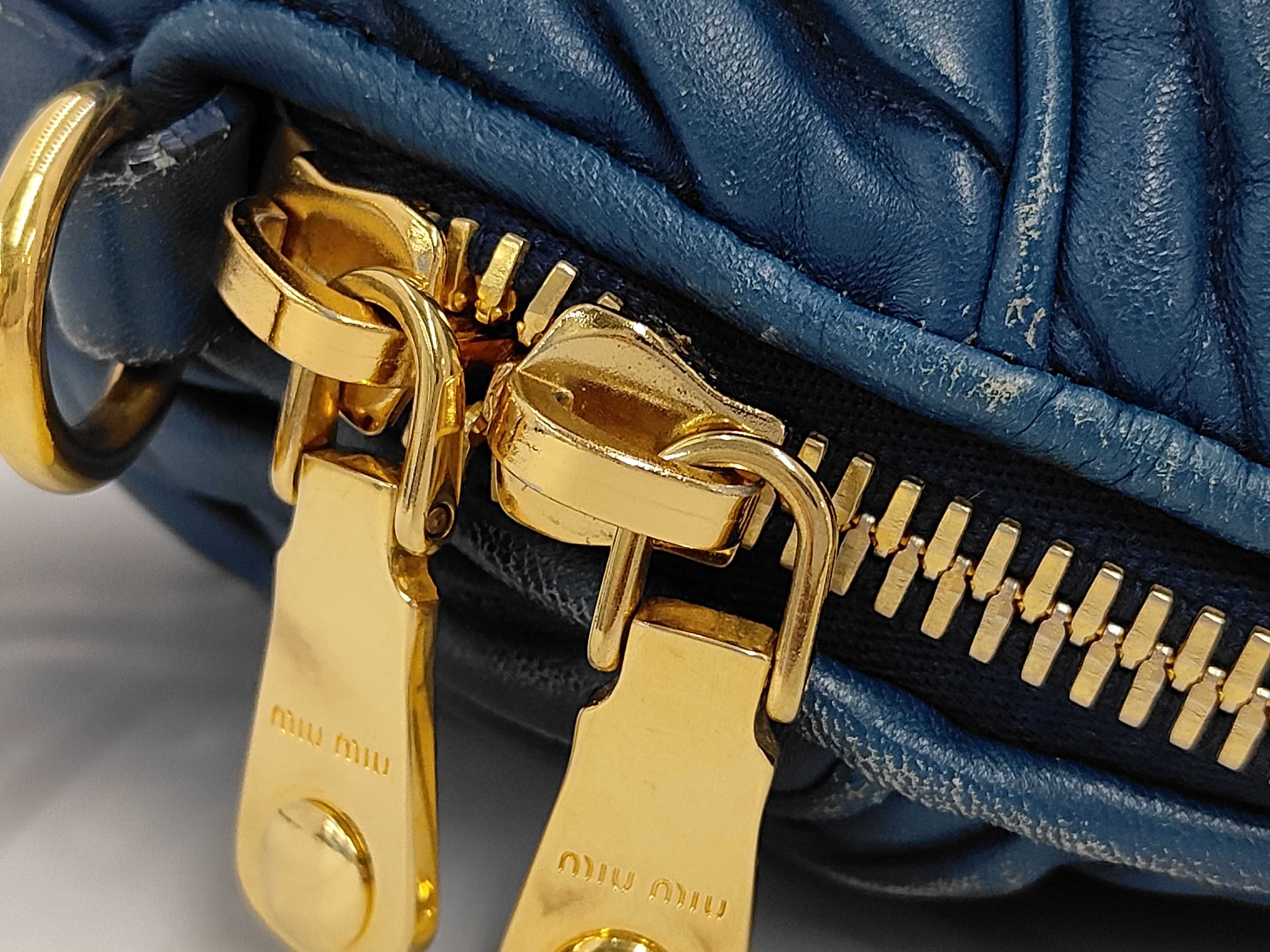 2-way Matelassé Shoulder Bag, Blue Handbag — view 8
