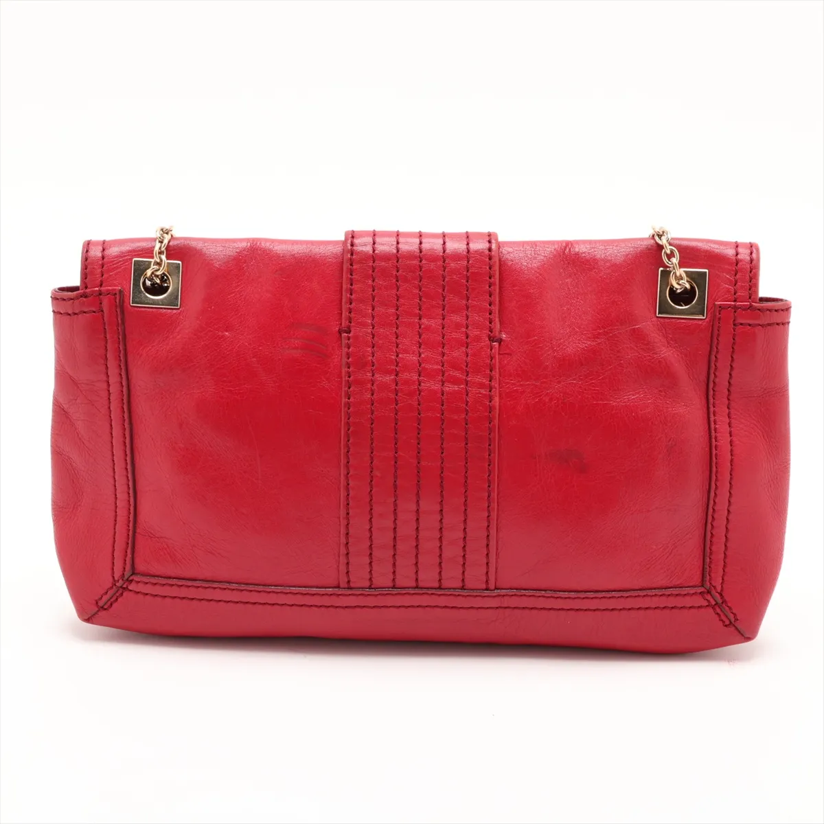 8BT139 Leather Chain Shoulder Bag, Red — view 2