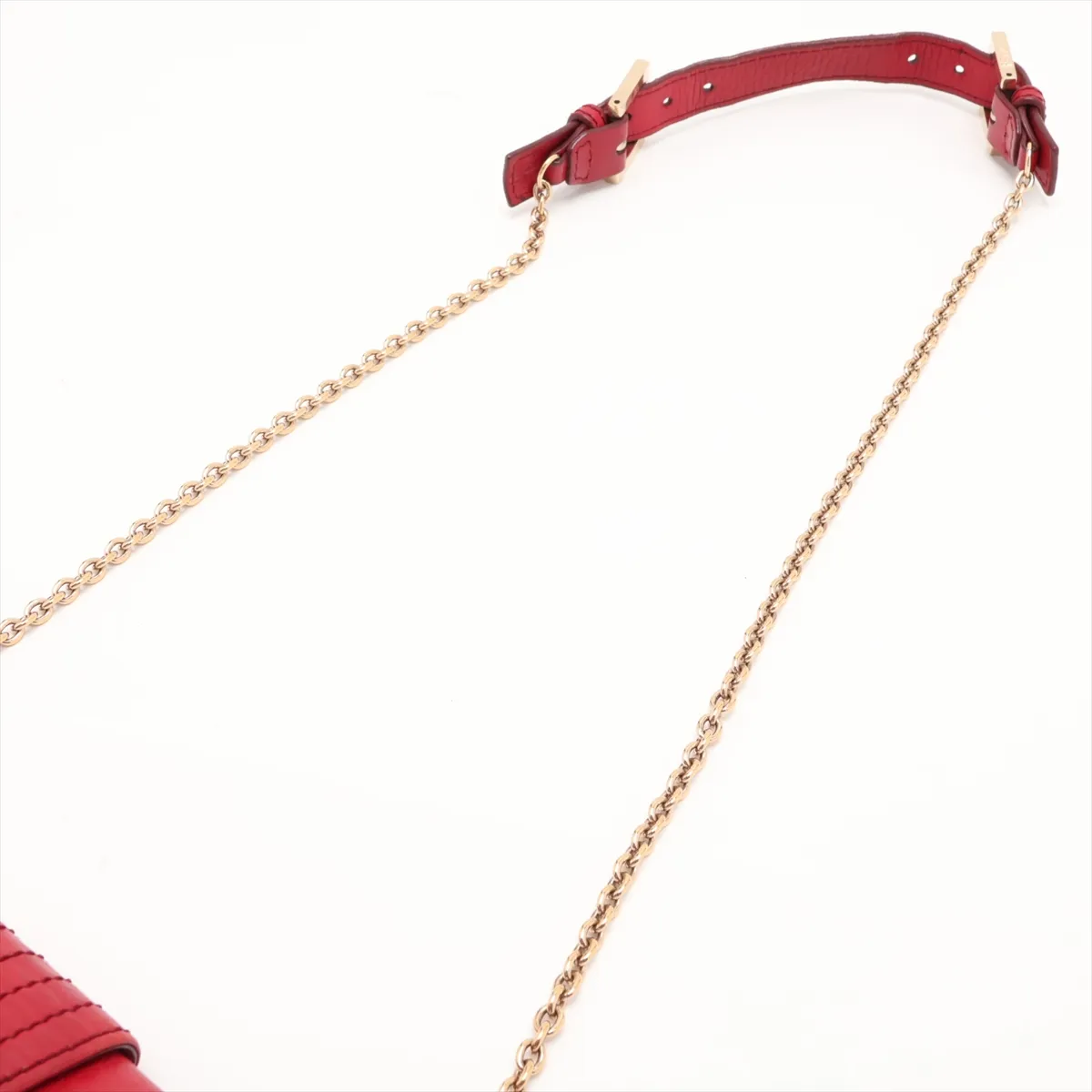 8BT139 Leather Chain Shoulder Bag, Red — view 5