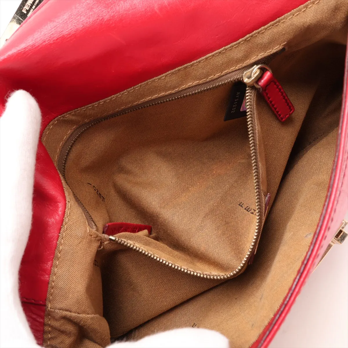 8BT139 Leather Chain Shoulder Bag, Red — view 7