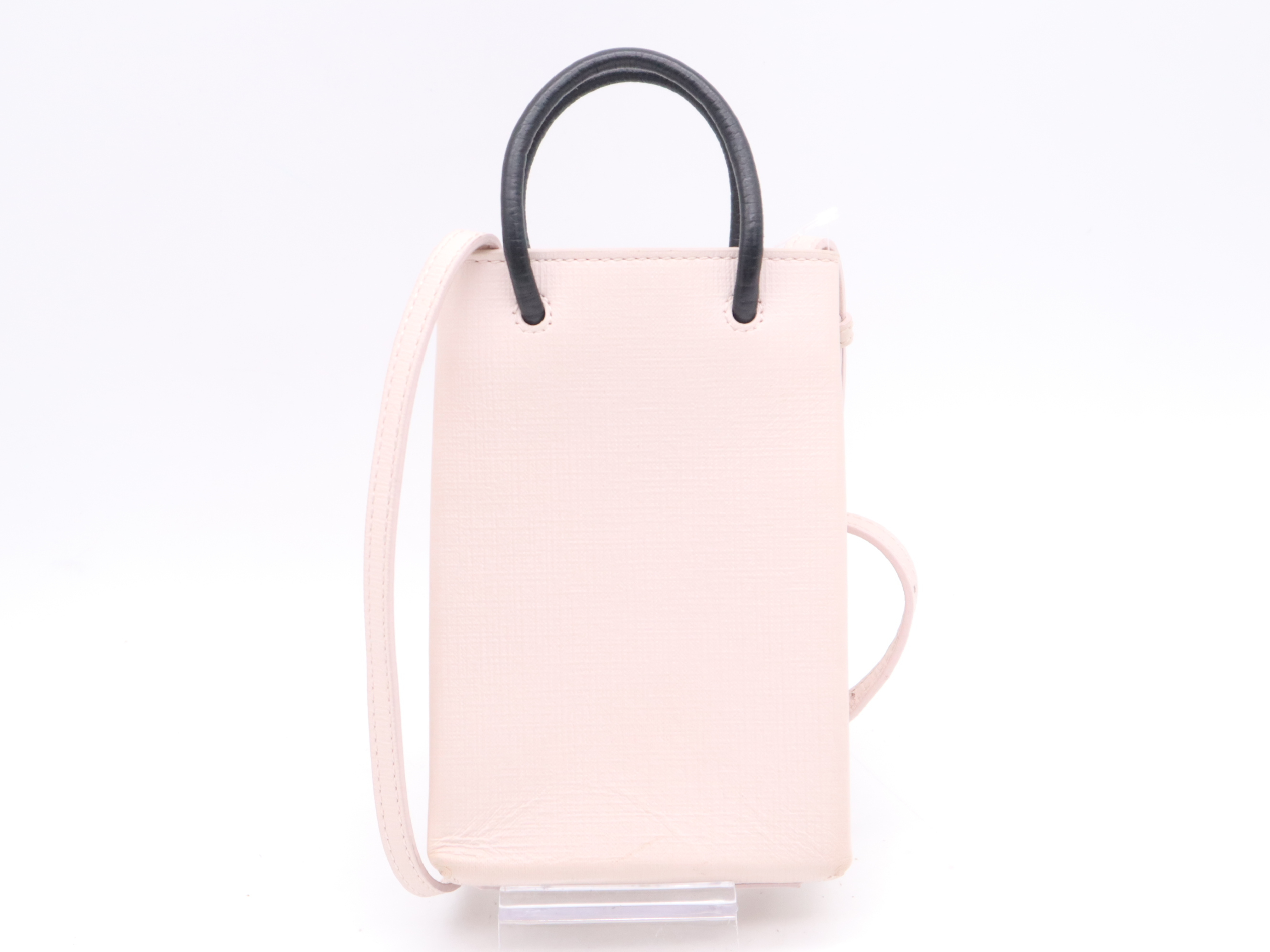 Leather Shopping Phone Holder, Pink, Silver Hardware, with Dust Bag, Handbag — view 2