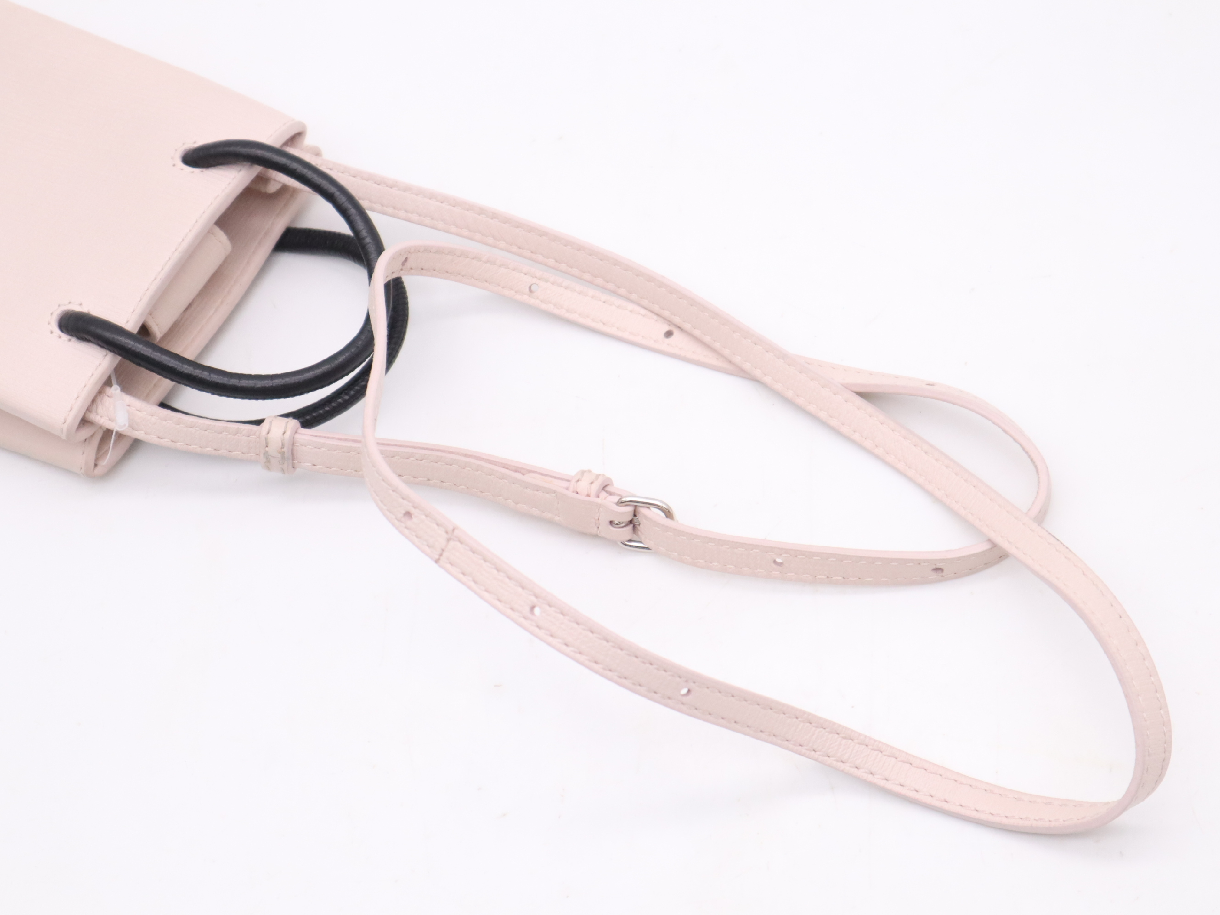 Leather Shopping Phone Holder, Pink, Silver Hardware, with Dust Bag, Handbag — view 6