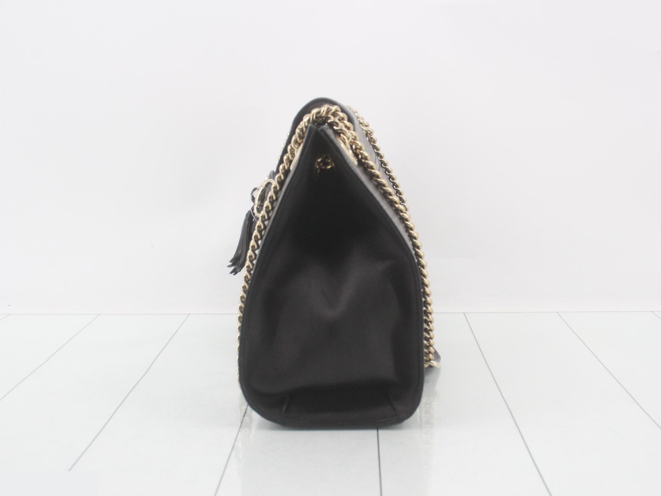 Emily Leather Shoulder Bag, Black — view 3