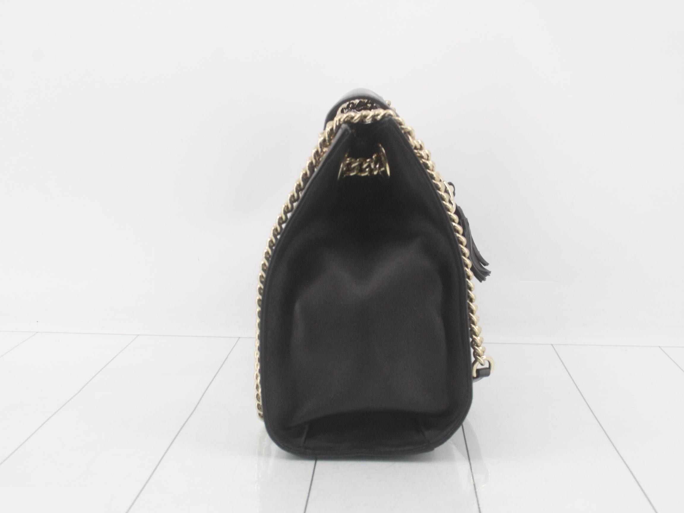 Emily Leather Shoulder Bag, Black — view 4