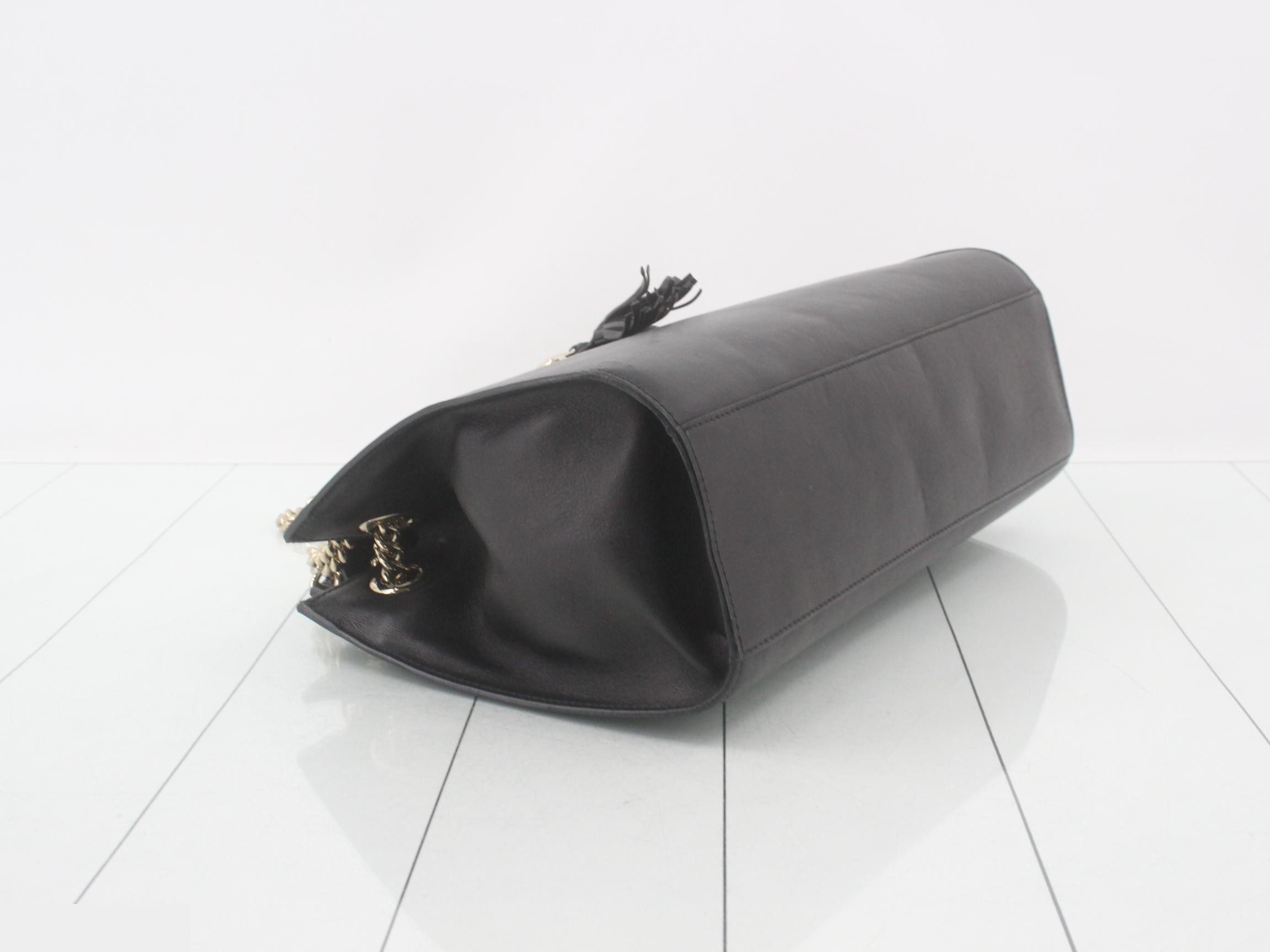 Emily Leather Shoulder Bag, Black — view 5