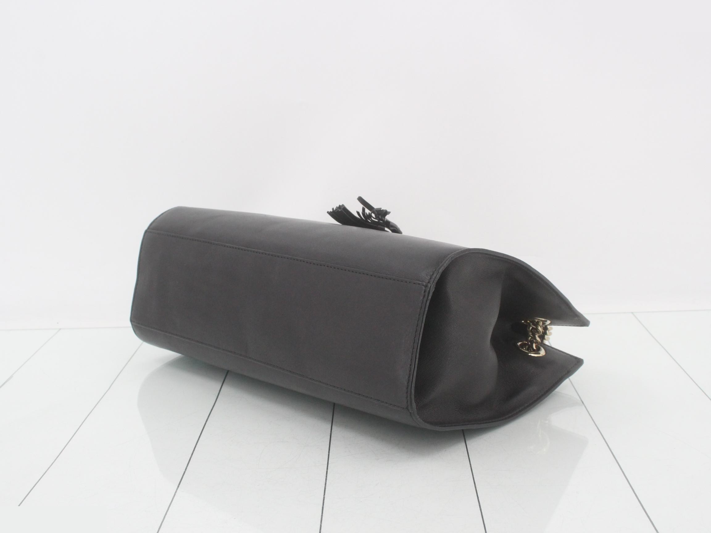 Emily Leather Shoulder Bag, Black — view 6