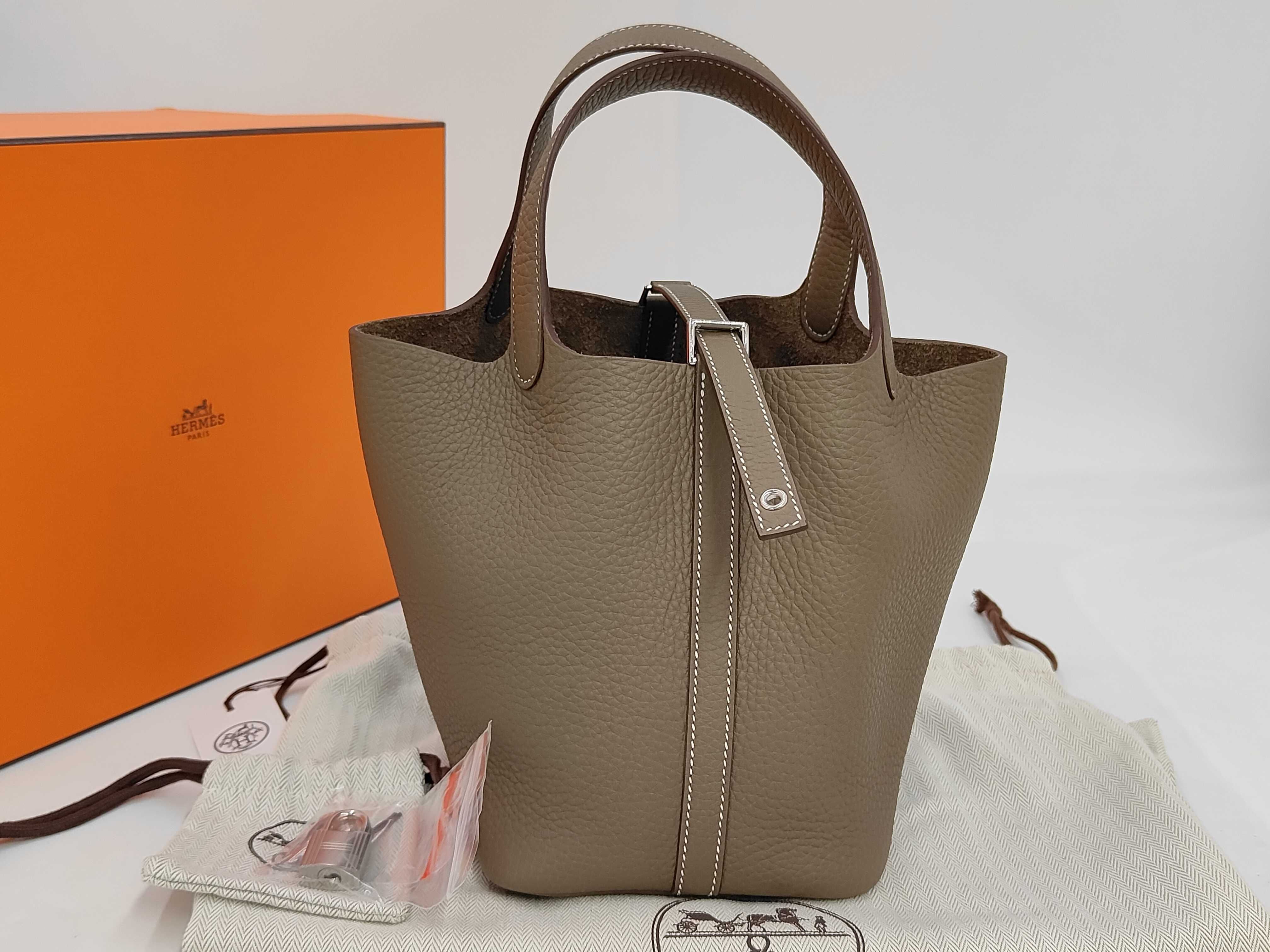 Picotin PM K stamp Etoupe handbag