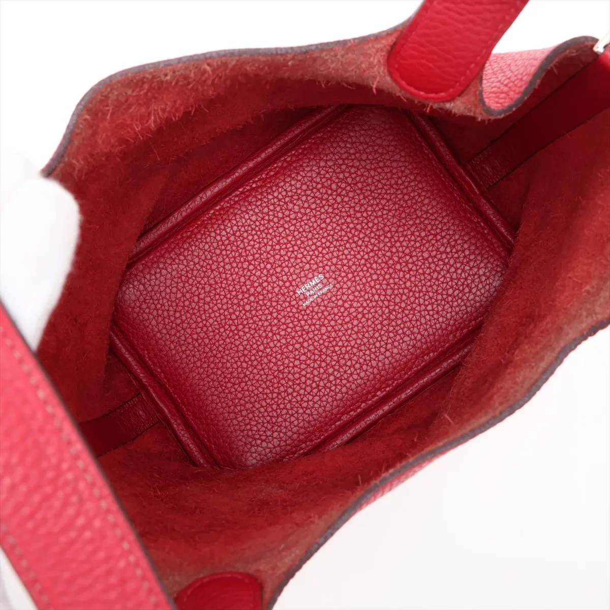 Picotin Lock 18 PM, Taurillon Clemence leather, Rouge Casaque, Silver hardware, A: 2017 — view 7