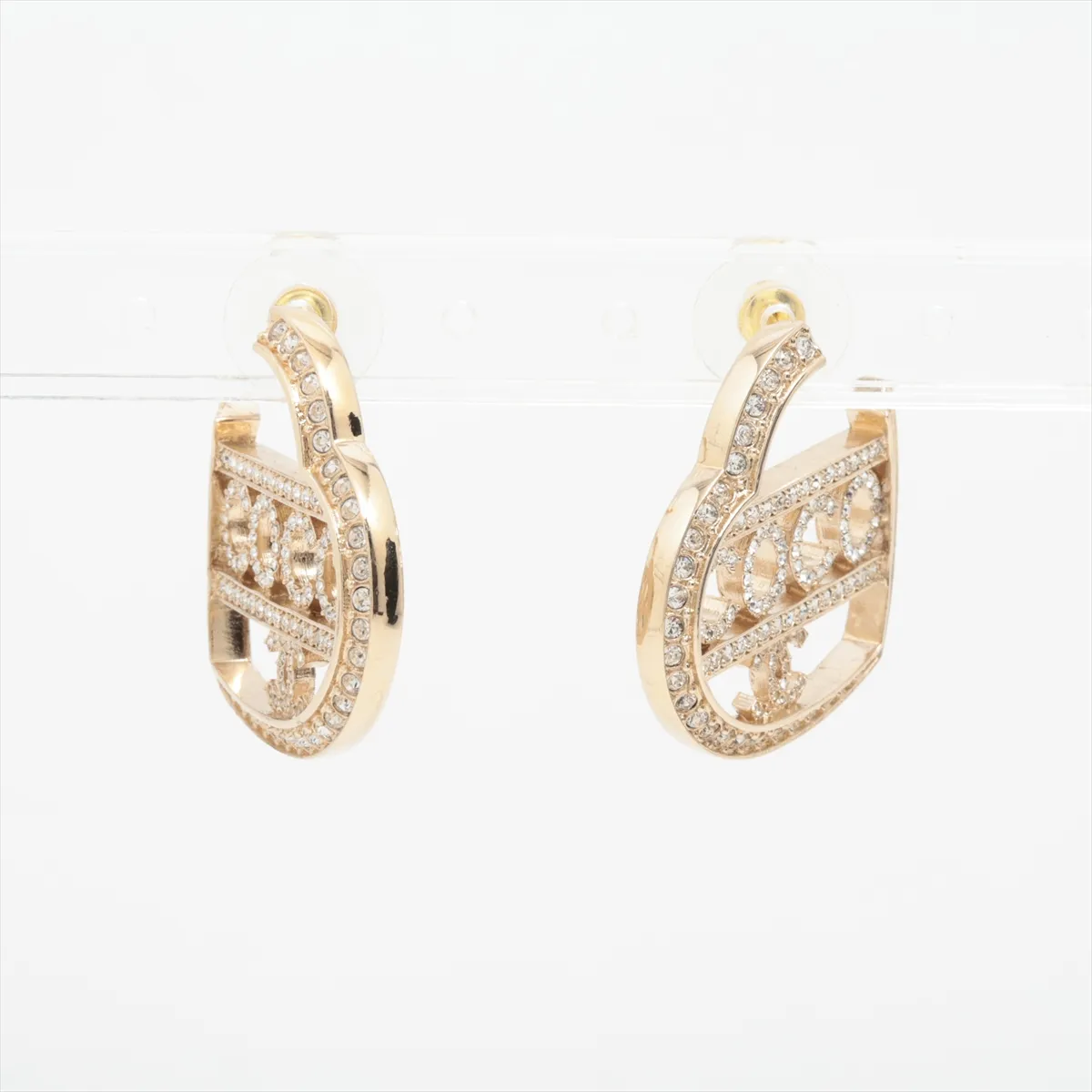 Cocomark Heart F23B Earrings (for both ears) GP x Rhinestone Gold — view 2