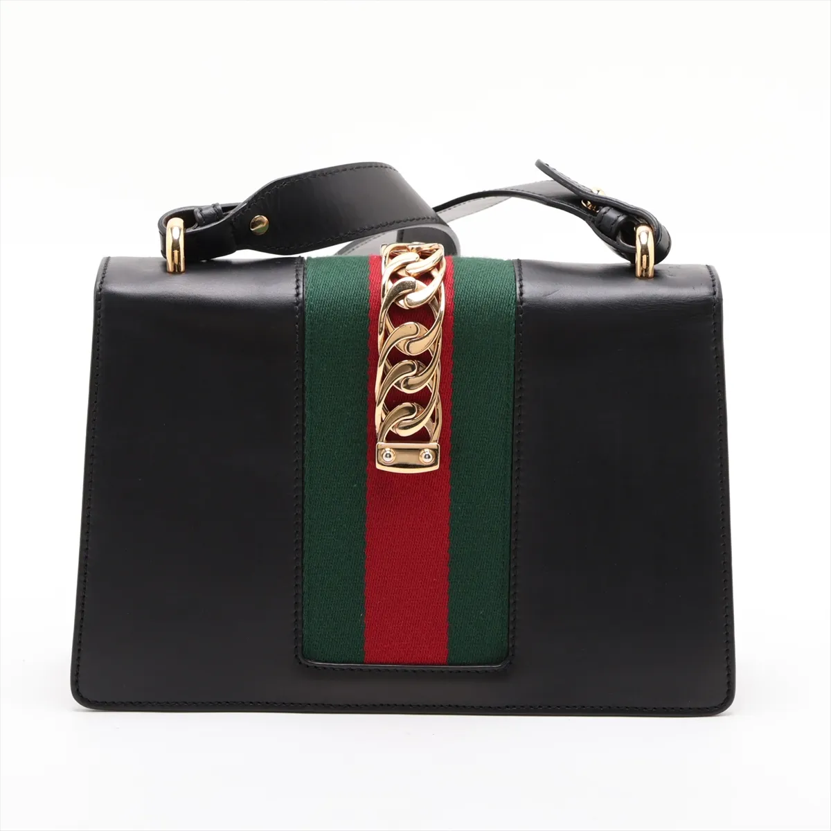 Sylvie Leather Shoulder Bag, Black, 421882 — view 2